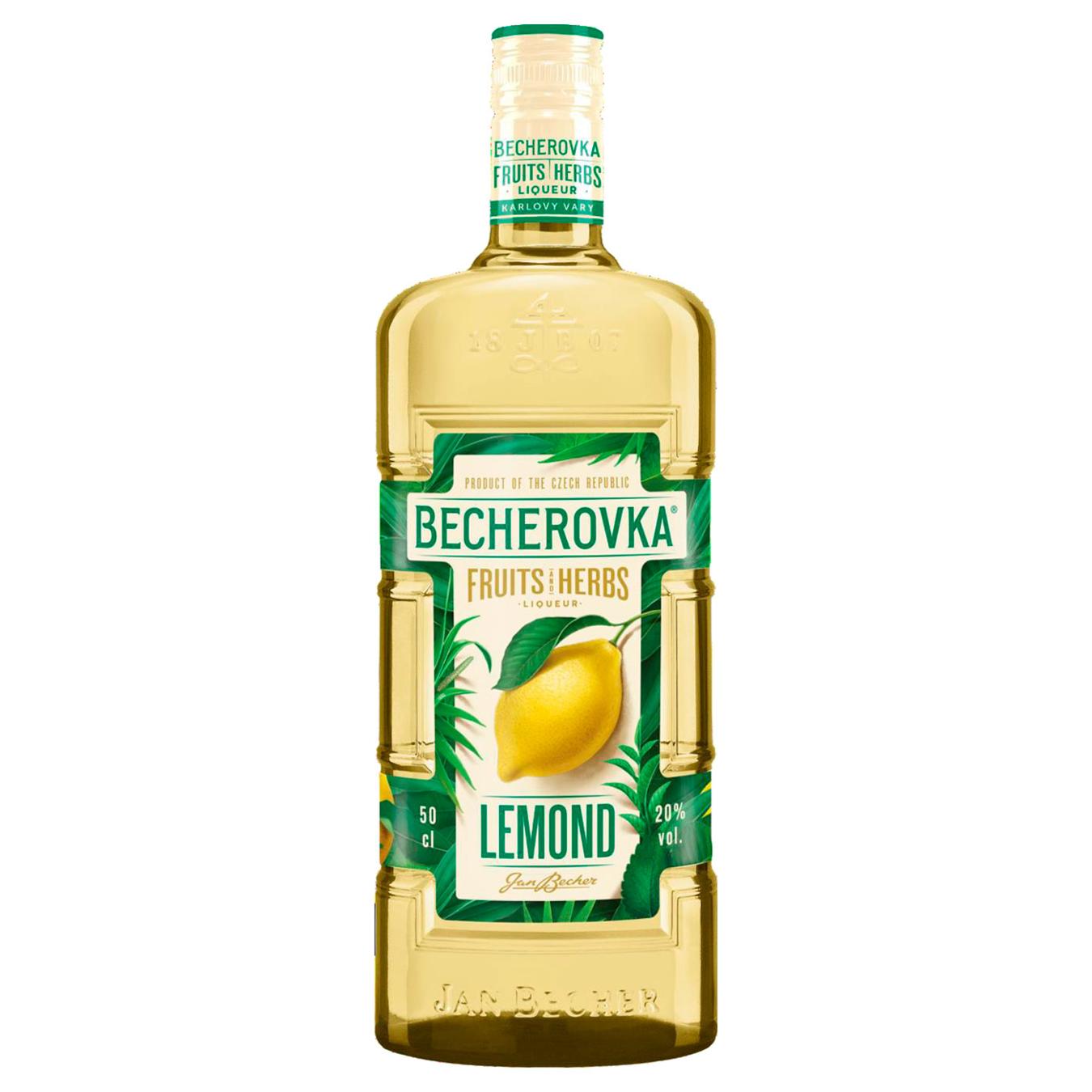Настоянка Becherovka Lemond лікерна на травах 20% 0,5л — фото продукту