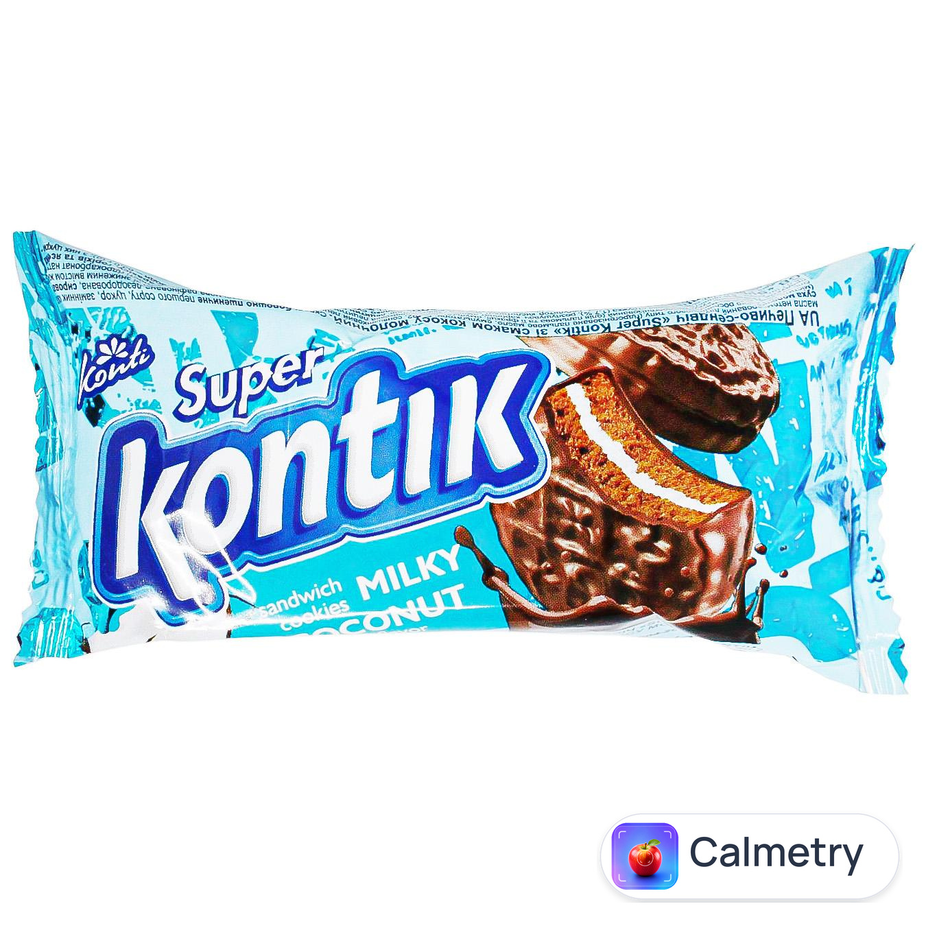 Печиво-сендвіч Konti Super Kontik молочний зі смаком кокосу в глазурі 90г