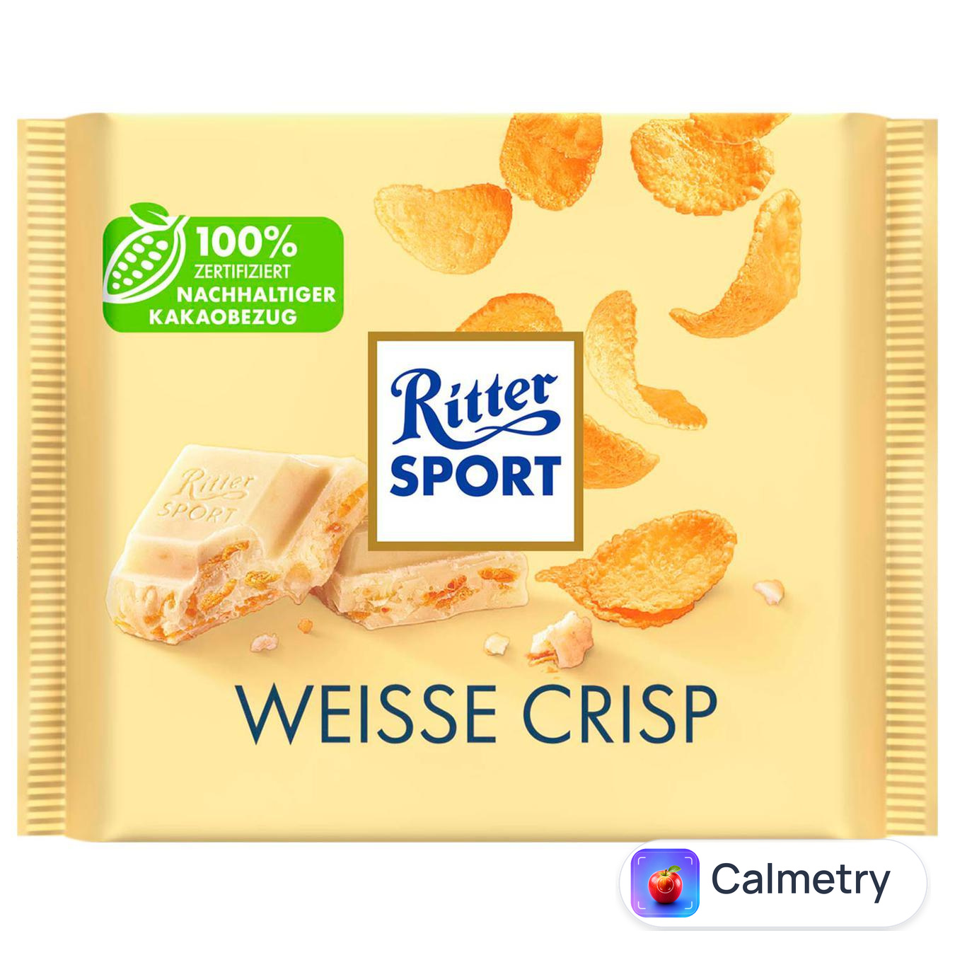 Шоколад білий Ritter Sport з рисово-кукурудзяними пластівцями 100г — фото продукту