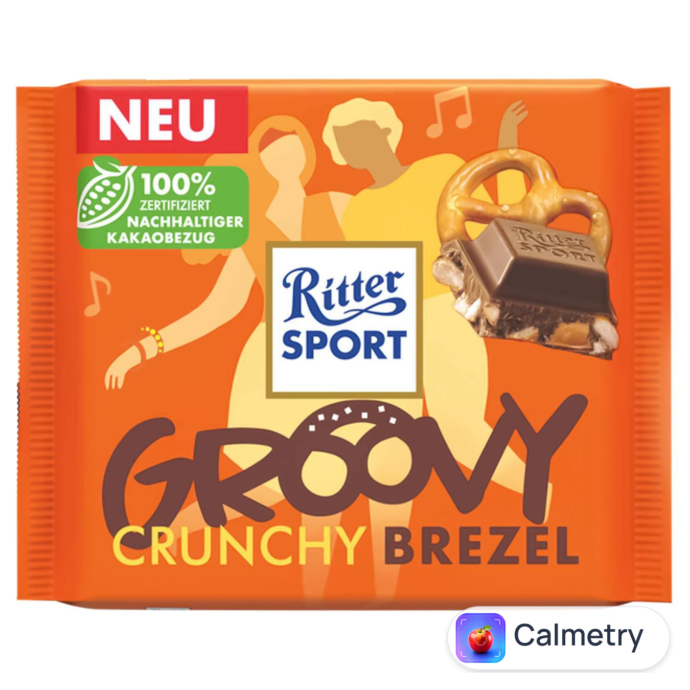 Шоколад молочний Ritter Sport Groovy Crunchy Brezel зі шматочками кренделя та хрусткими пластівцями 100г