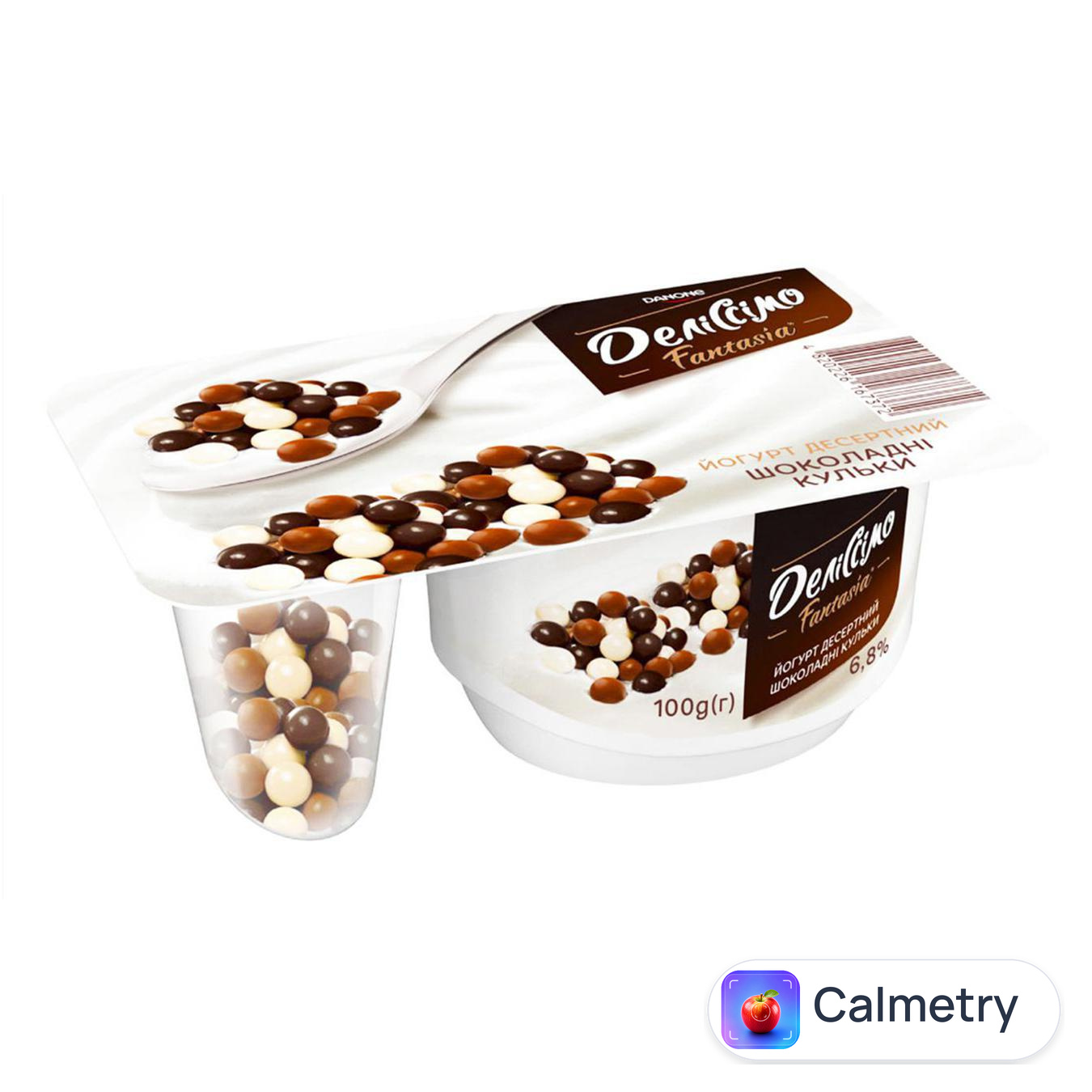 Йогурт Деліссімо Fantasia з шоколадними кульками 6,8% 100г