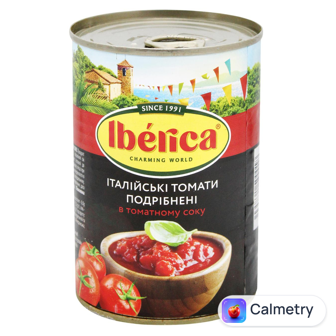 Томати Iberica очищені різані в томатному соку 400г