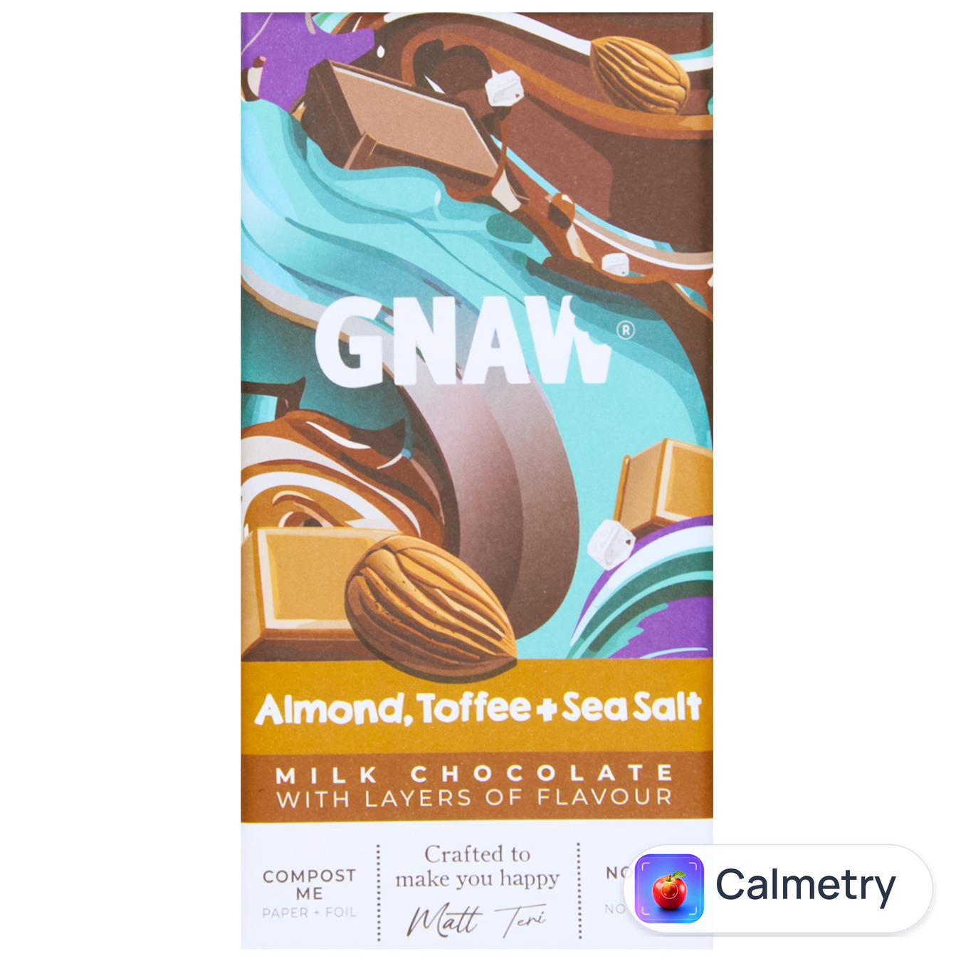 Шоколад молочний Gnaw з мигдалем, ірисками та морською сіллю 80г