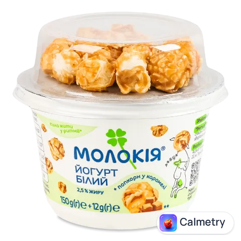 Йогурт «Молокія» білий попкорн в карамелі 2,5%