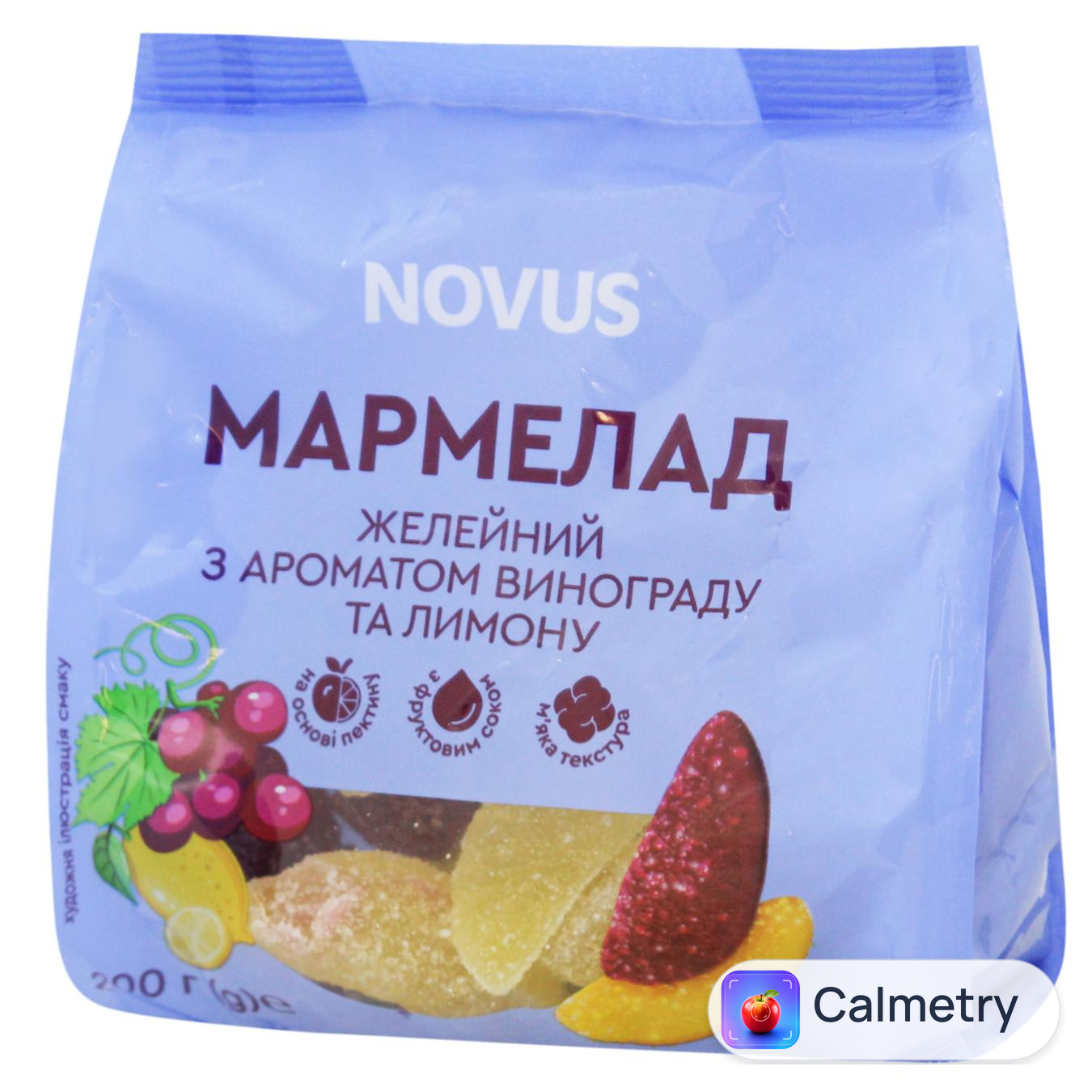 Мармелад Novus з ароматом винограду та лимону 200г — фото продукту