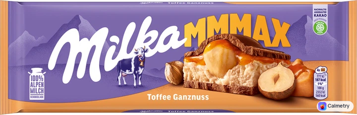 Шоколад Milka з цілим горіхом і карамеллю 300 г