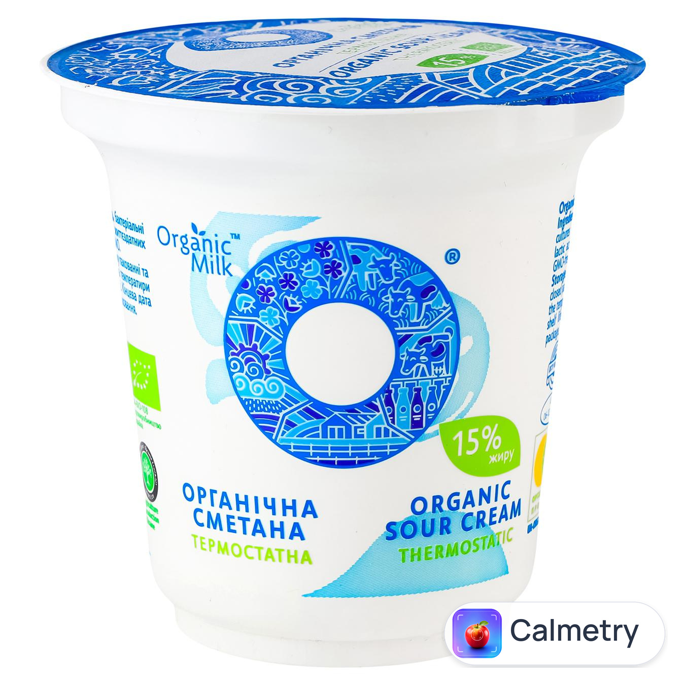 Сметана Organic Milk органічна термостатна 15% 250г — фото продукту