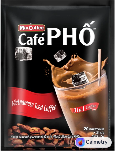 Упаковка кавового напою MacCoffee 3 в 1 Cafe PHO 24 г х 20 стіків