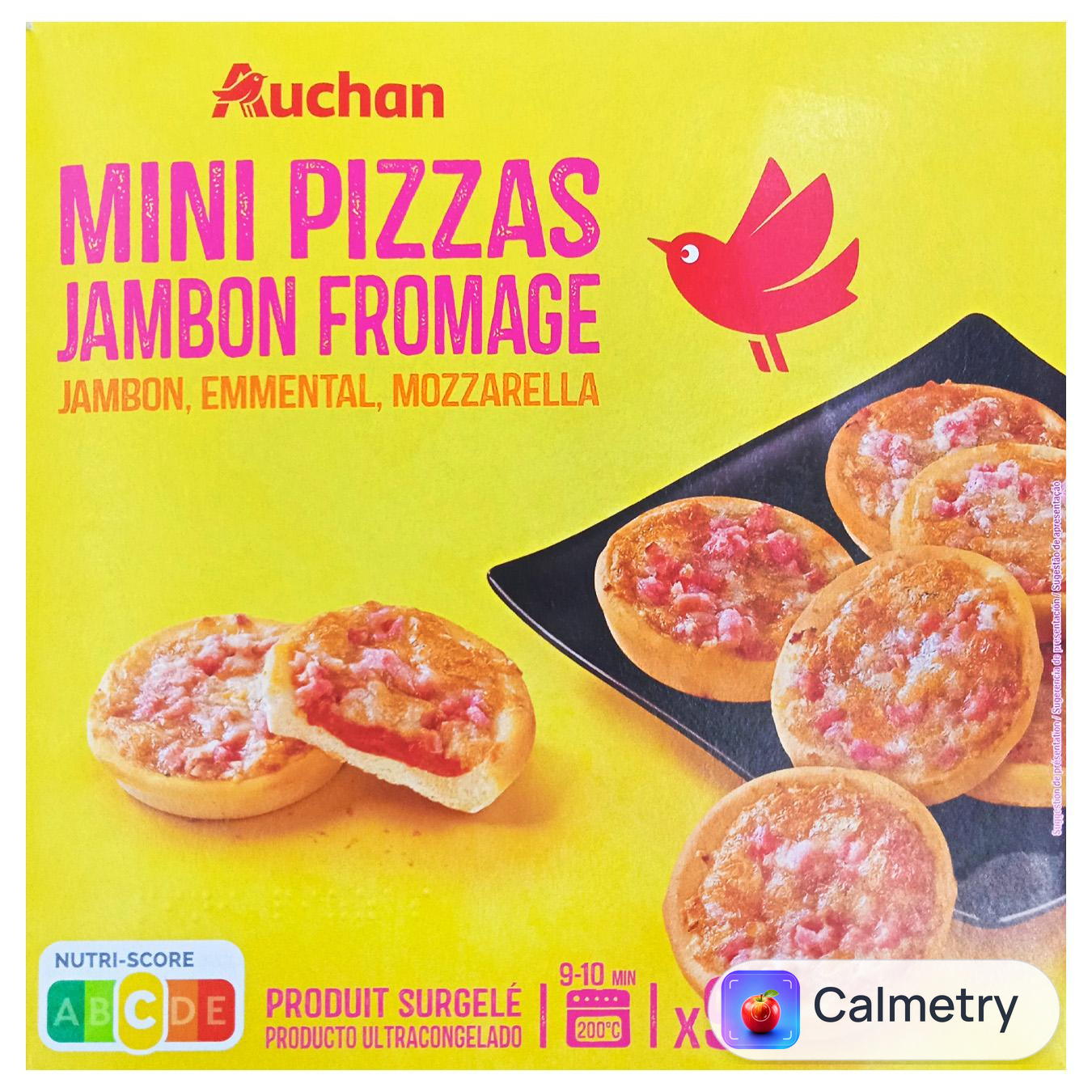 Піца Auchan міні з шинкою та сиром 9шт 270г