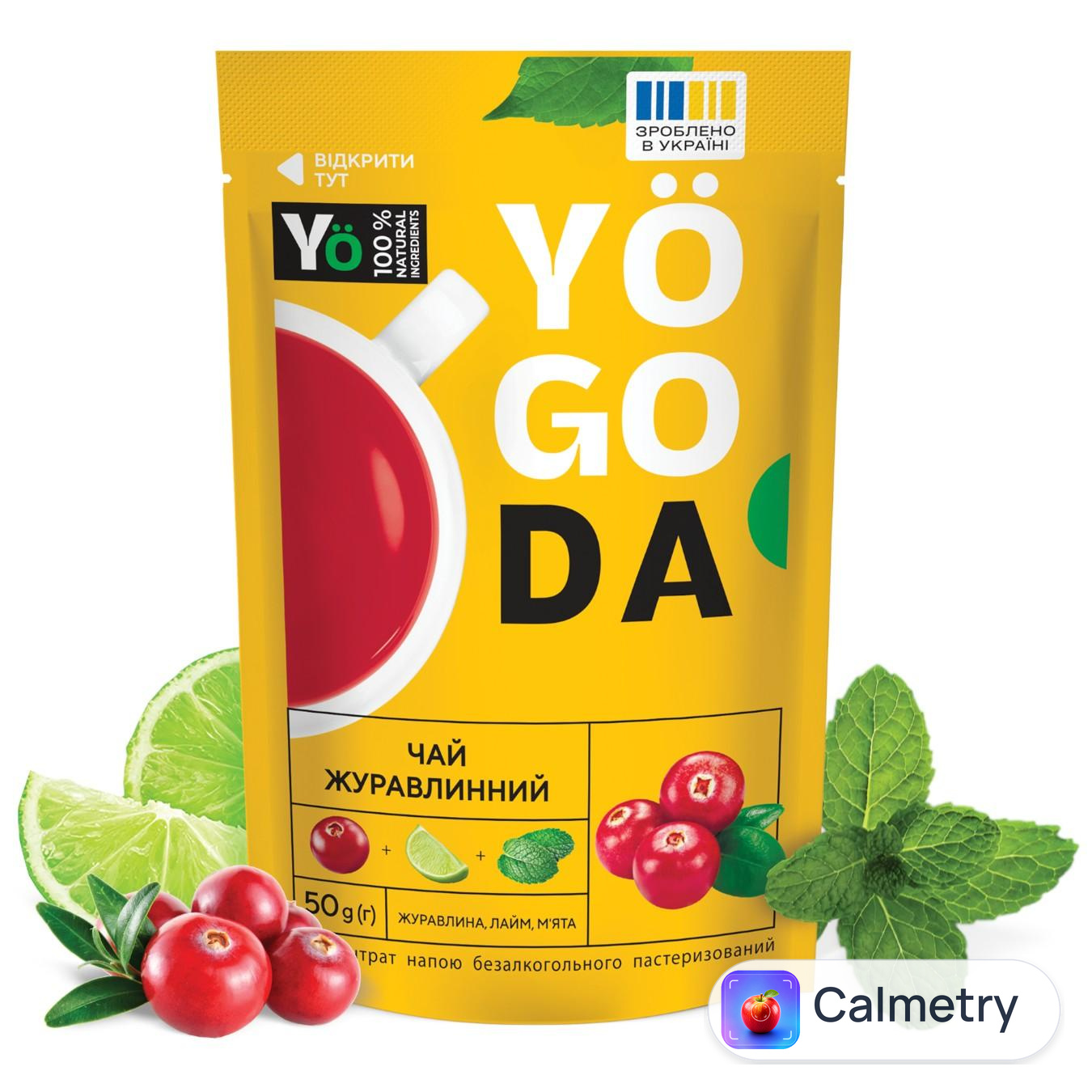 Чай концентрований Yogoda Журавлинний з лаймом і м'ятою 50г