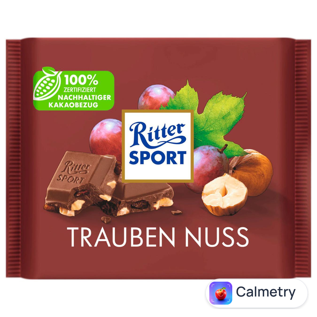 Шоколад молочний Ritter Sport з родзинками та горіхами 100г — фото продукту