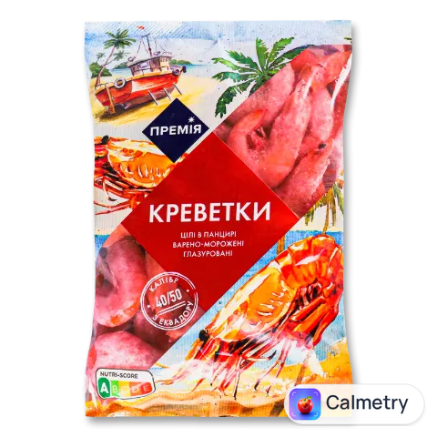 Креветки «Премія»® в панцирі глазуровані варено-морожені 40/50 1кг