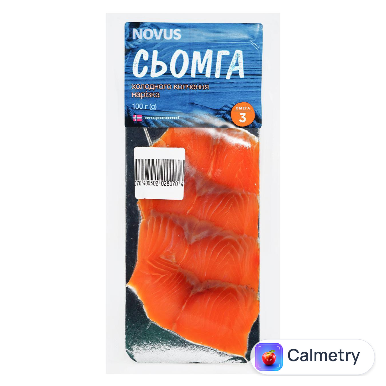 Сьомга Novus нарізана холодного копчення 100г — фото продукту