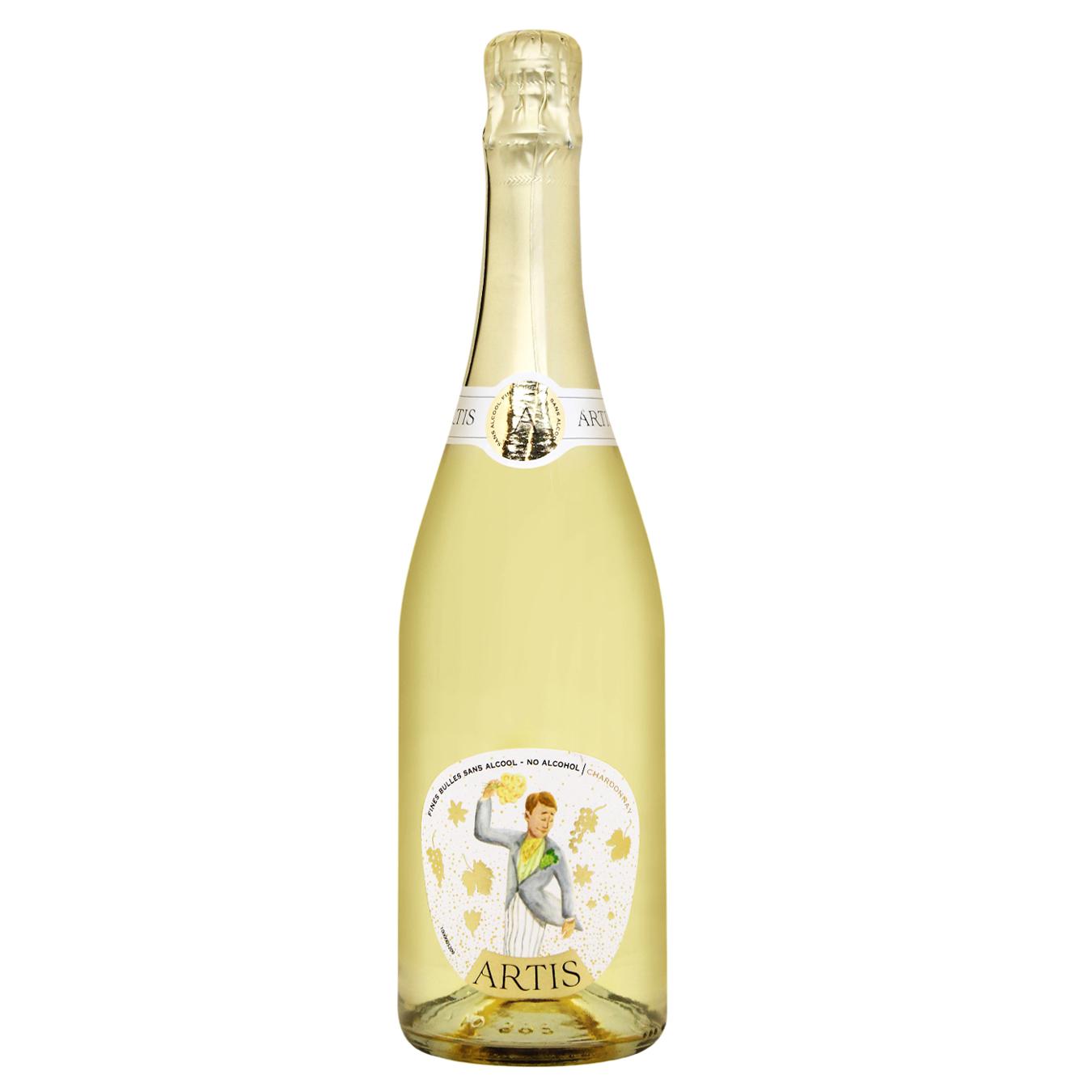 Вино ігристе Artis Fines Bulles Chardonnay біле сухе безалкогольне 0,75л — фото продукту