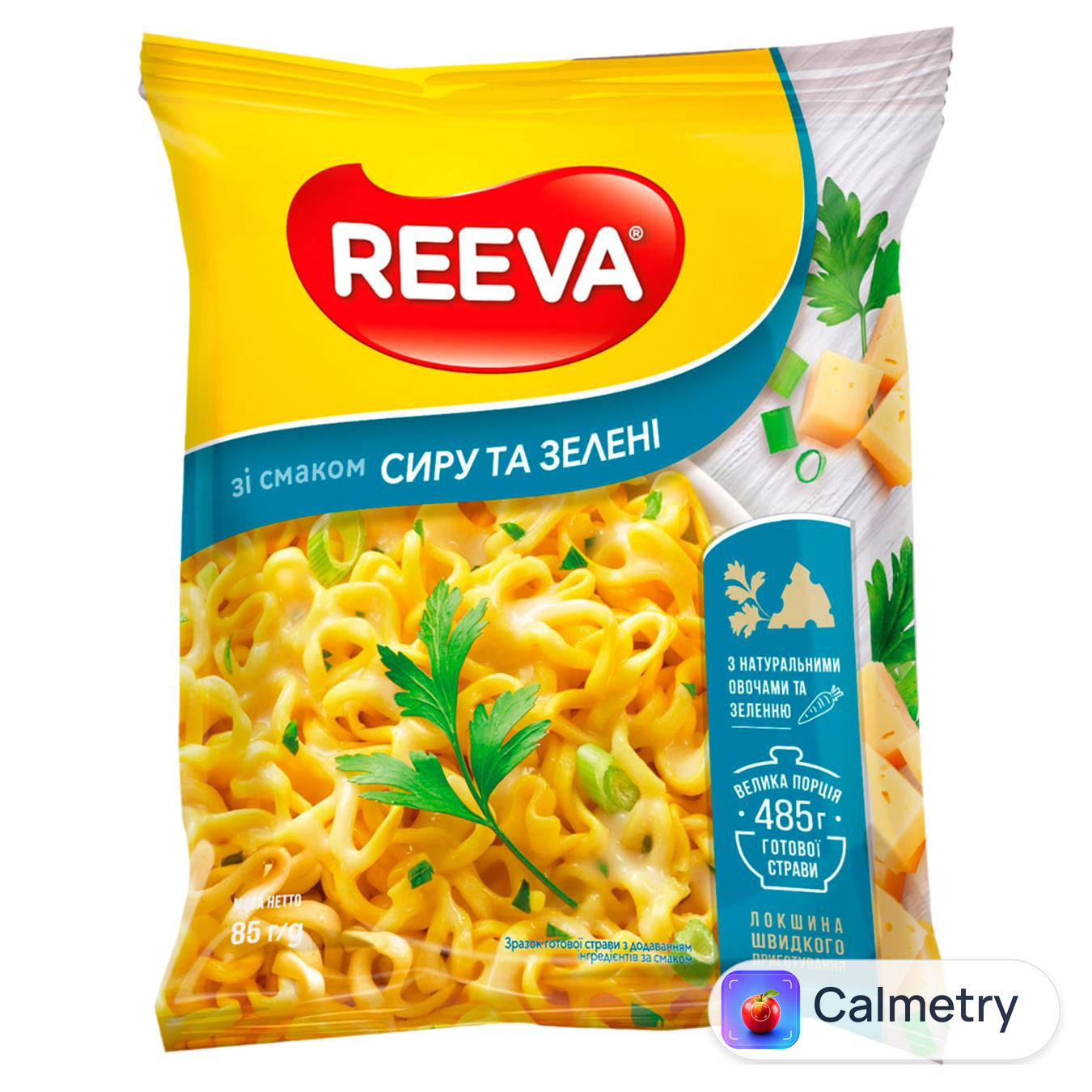 Локшина Reeva яєчна зі смаком сиру та зелені 85г — фото продукту
