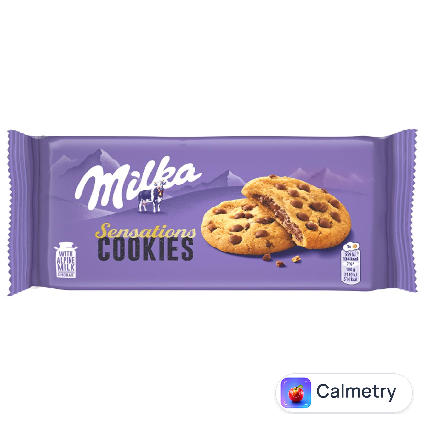 Печиво Milka Sensations з шоколадними краплями та шоколадною начинкою 156г