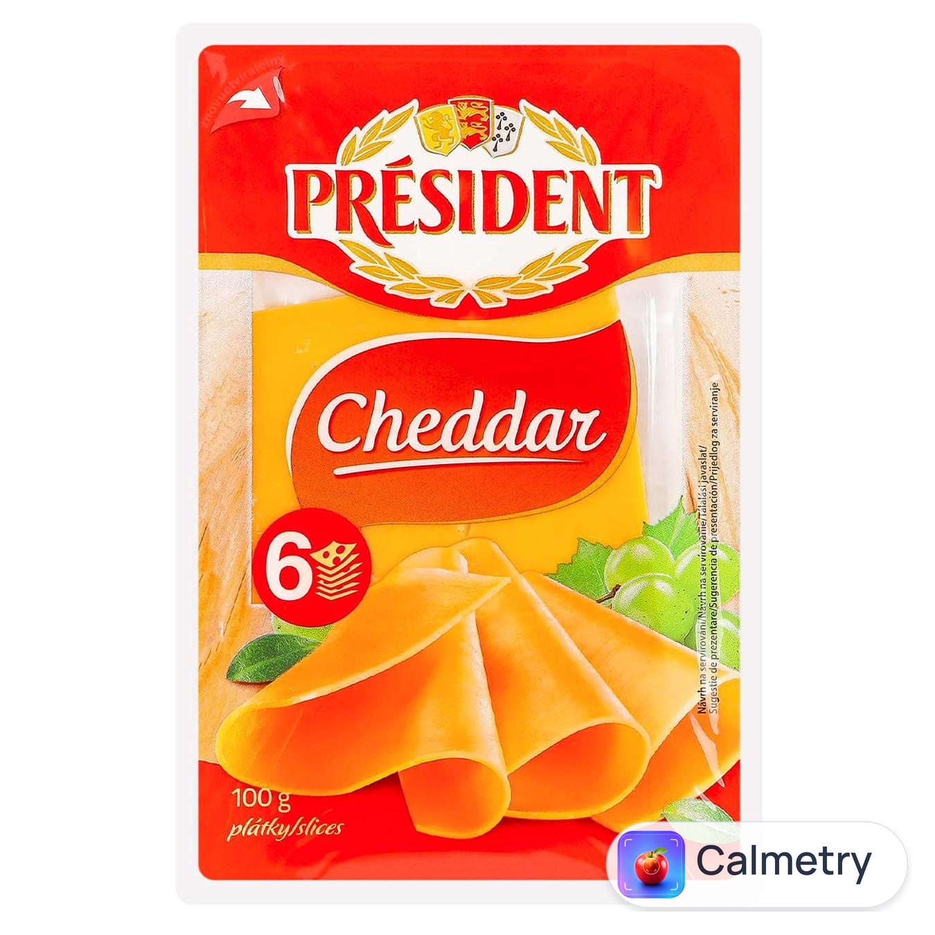 Сир President Чеддер твердий скибками 51% 100г