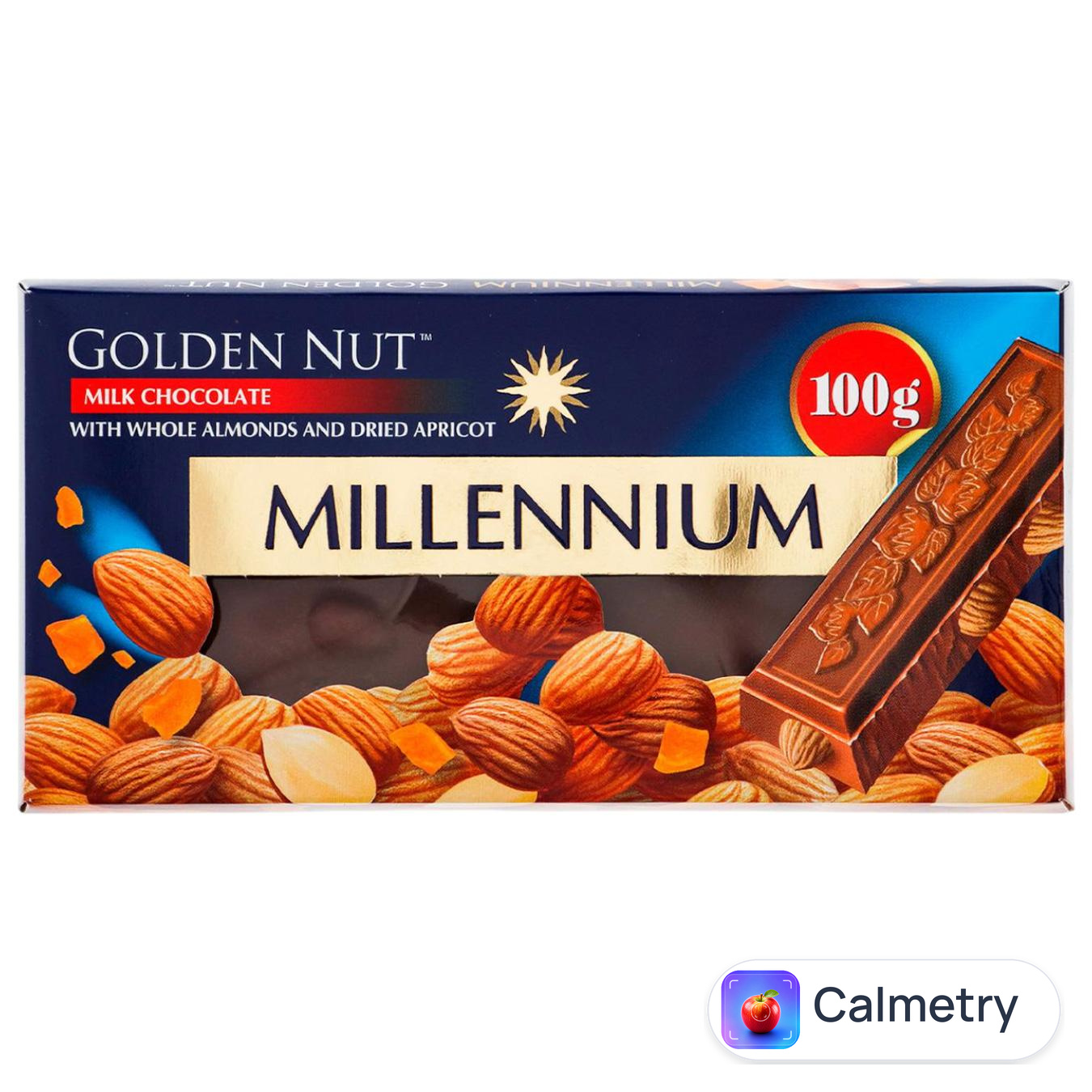Шоколад молочний Millennium Golden Nut з цілим мигдалем та курагою 100г