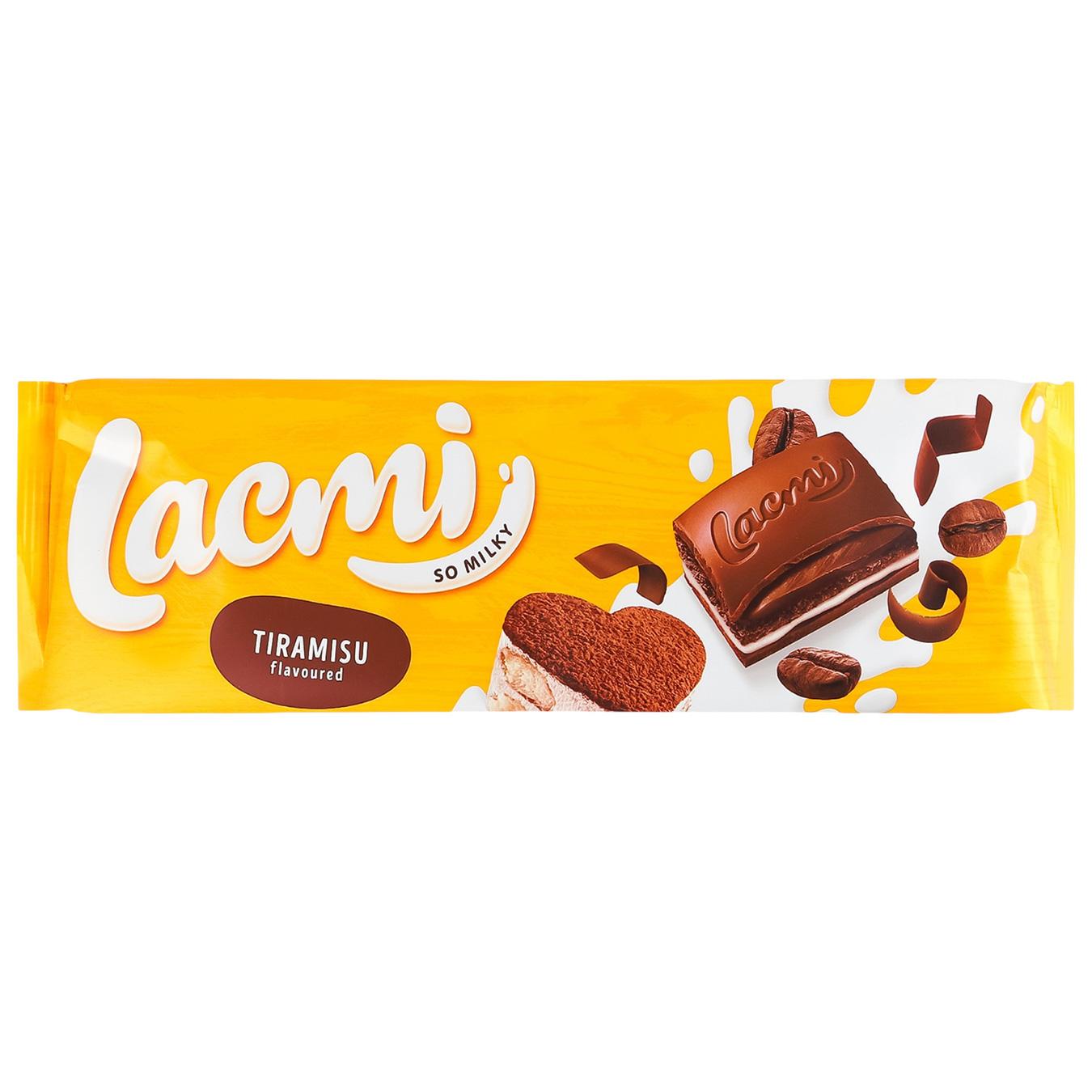 Шоколад молочний Roshen Lacmi Tiramisu з печивом 270г — фото продукту