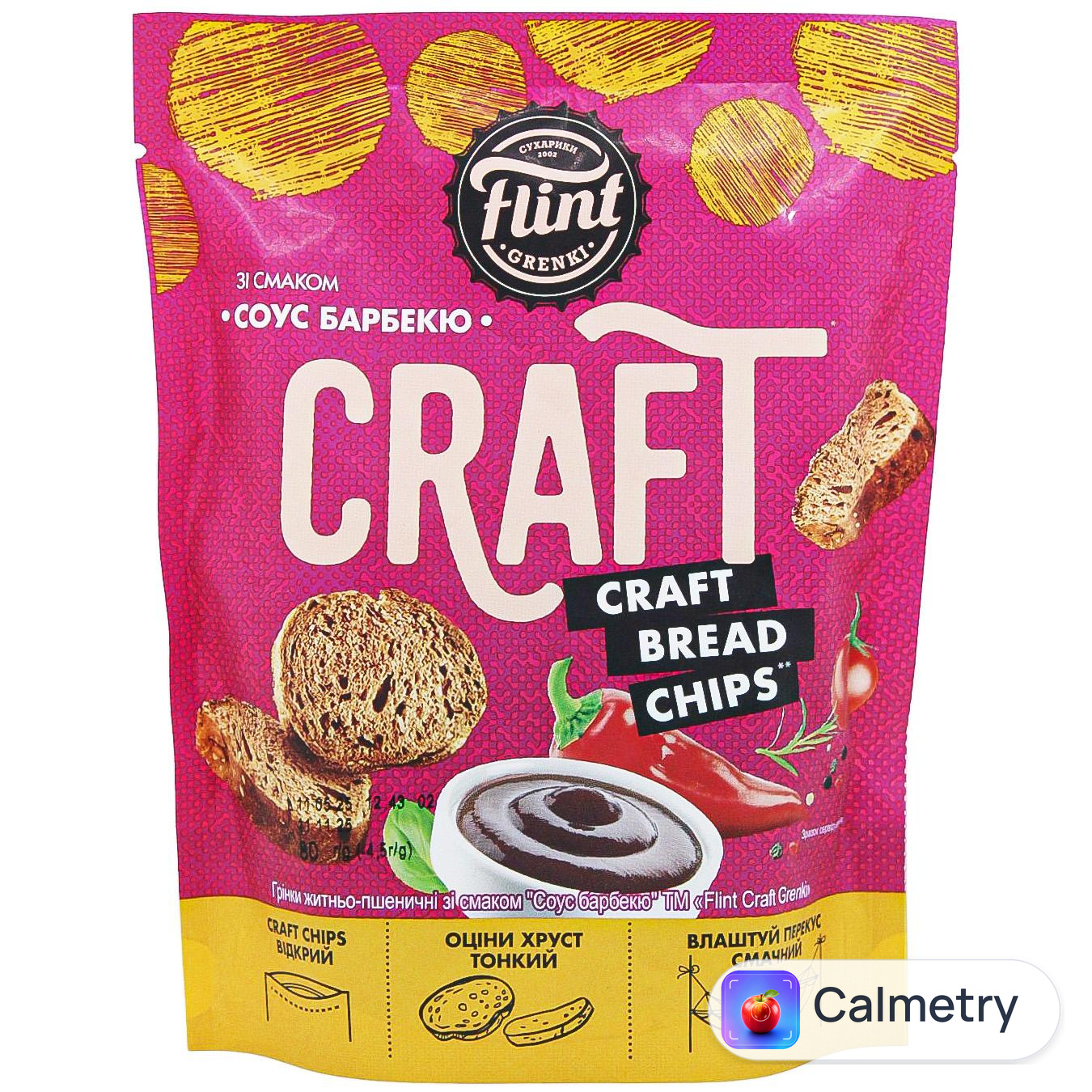 Грінки Flint Craft житньо-пшеничні зі смаком Соус барбекю 80г