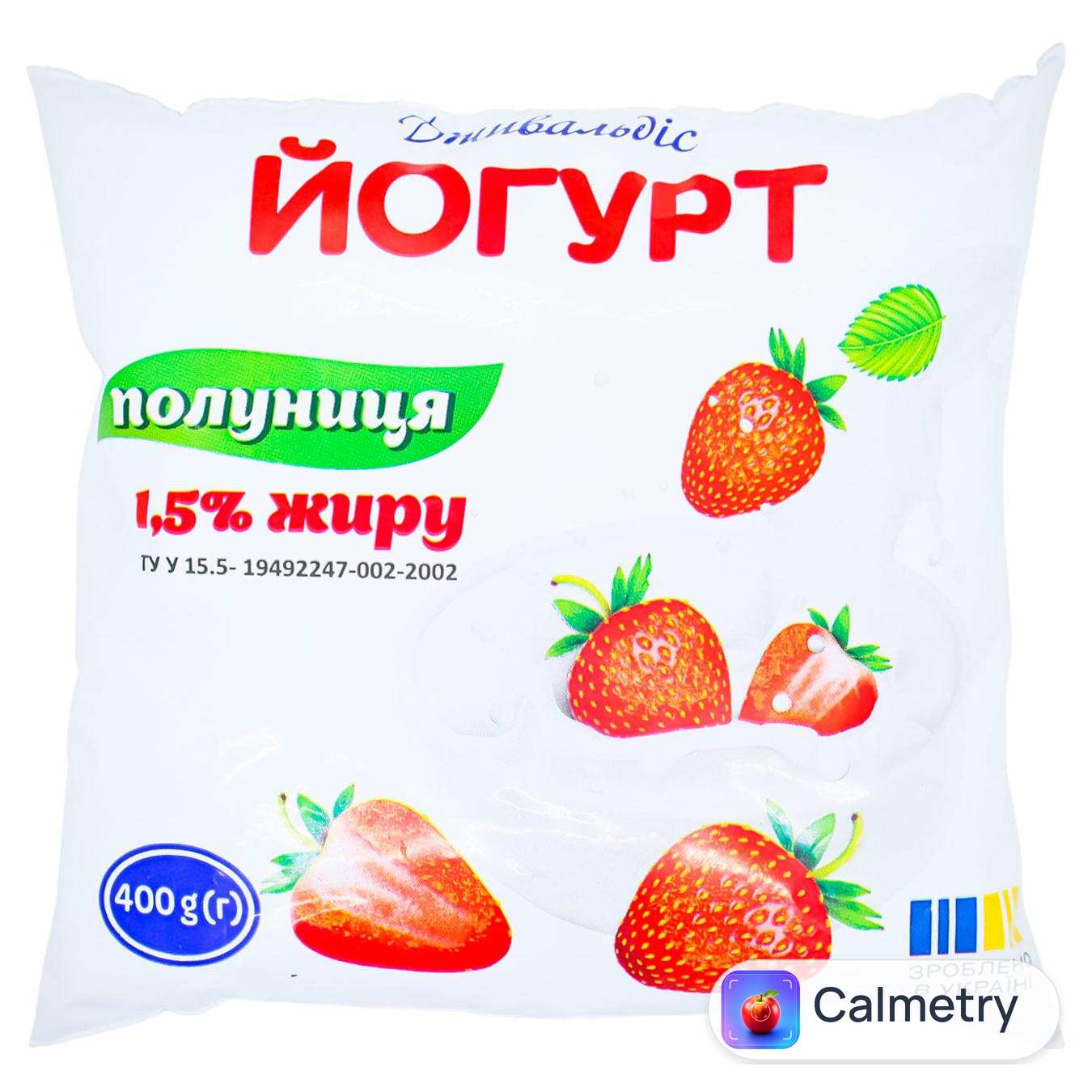 Йогурт Дживальдіс Полуниця 1,5% 400г