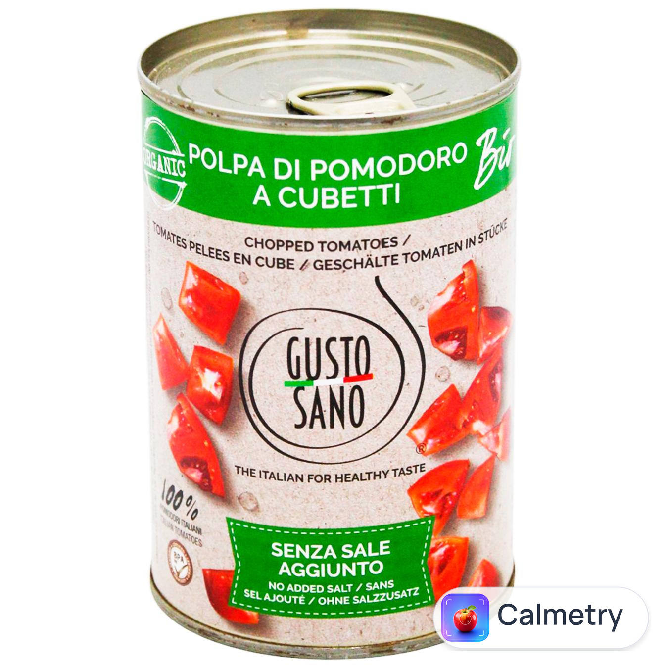 Помідори Gusto Sano очищені різані кубиками органічні 400г