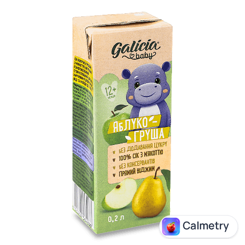 Сік Galicia Baby яблуко і груша з м'якоттю, 0,2л
