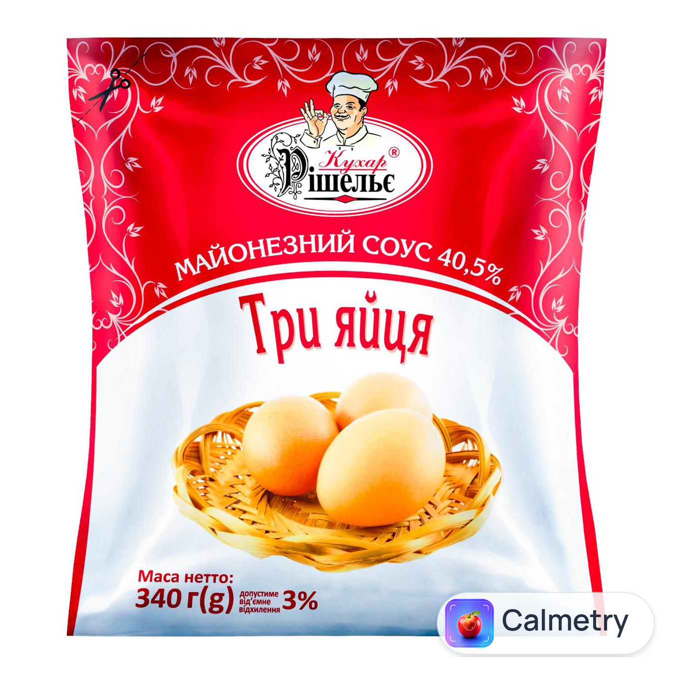 Майонезний соус Кухар Рішельє Три яйця 40,5% 340г