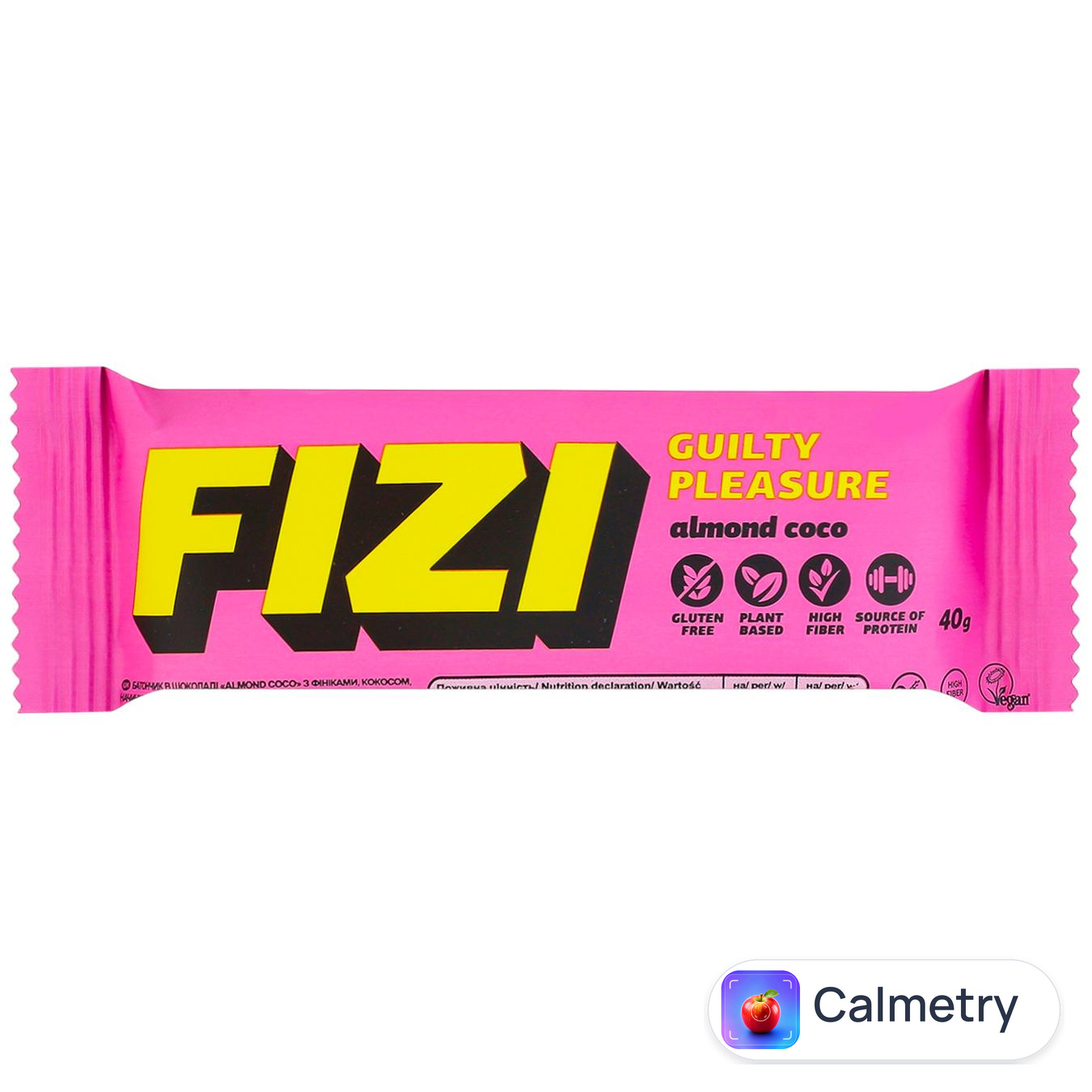 Батончик Fizi мигдаль з шоколадом без глютену 40г — фото продукту