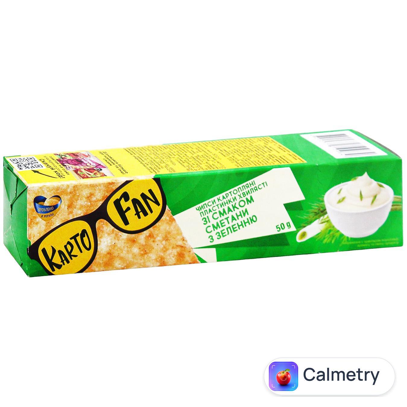Чипси KartoFun пластинки хвилясті зі смаком сметани із зеленню 50г — фото продукту