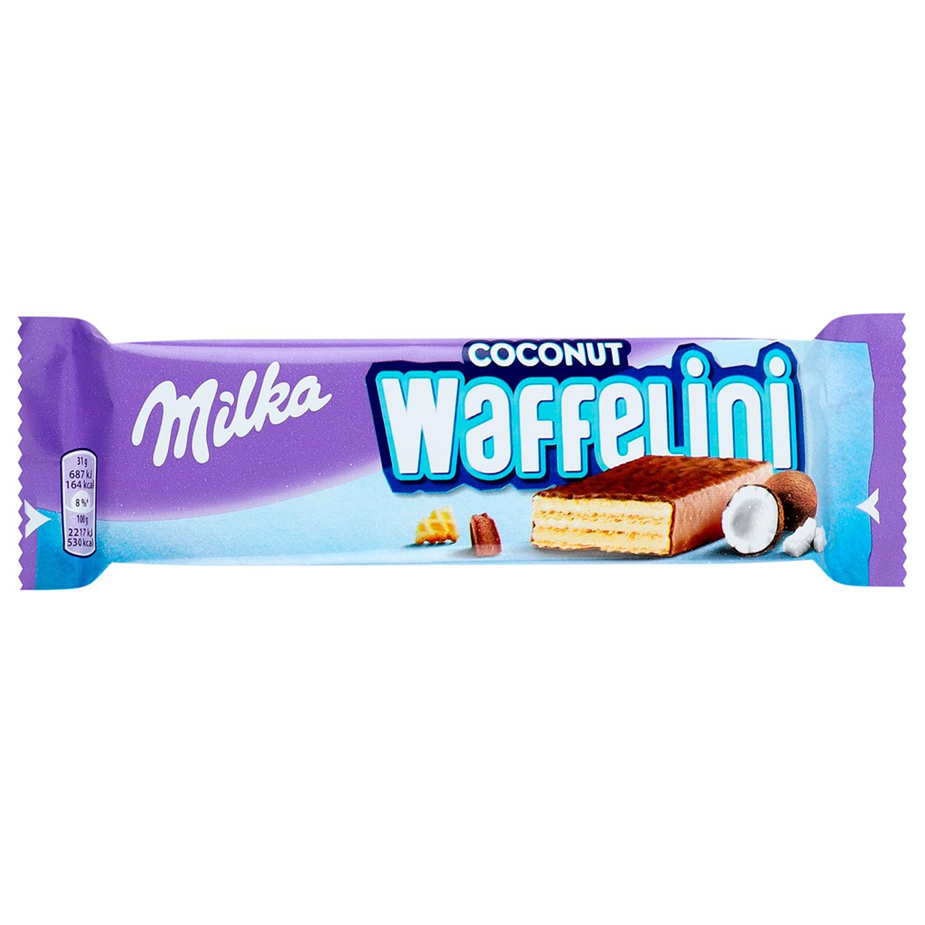 Вафлі Milka Waffelini з кокосом 31г — фото продукту