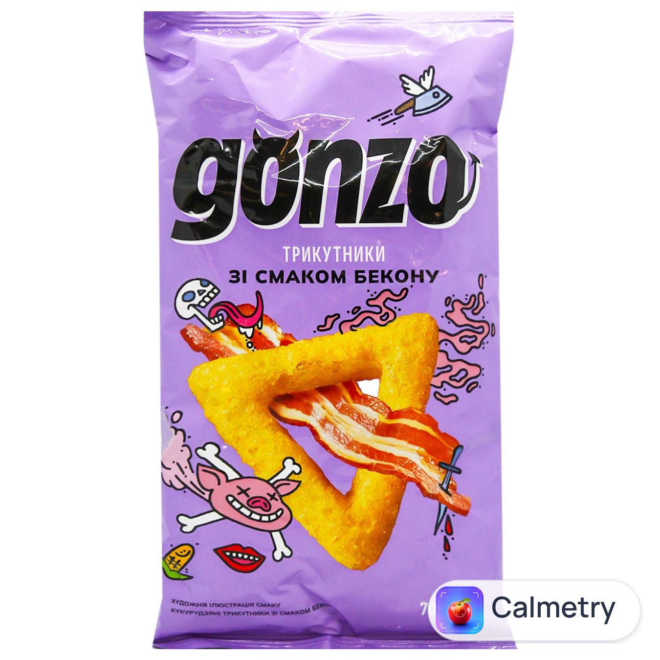 Снеки кукурудзяні Gonzo трикутники зі смаком бекону 70г