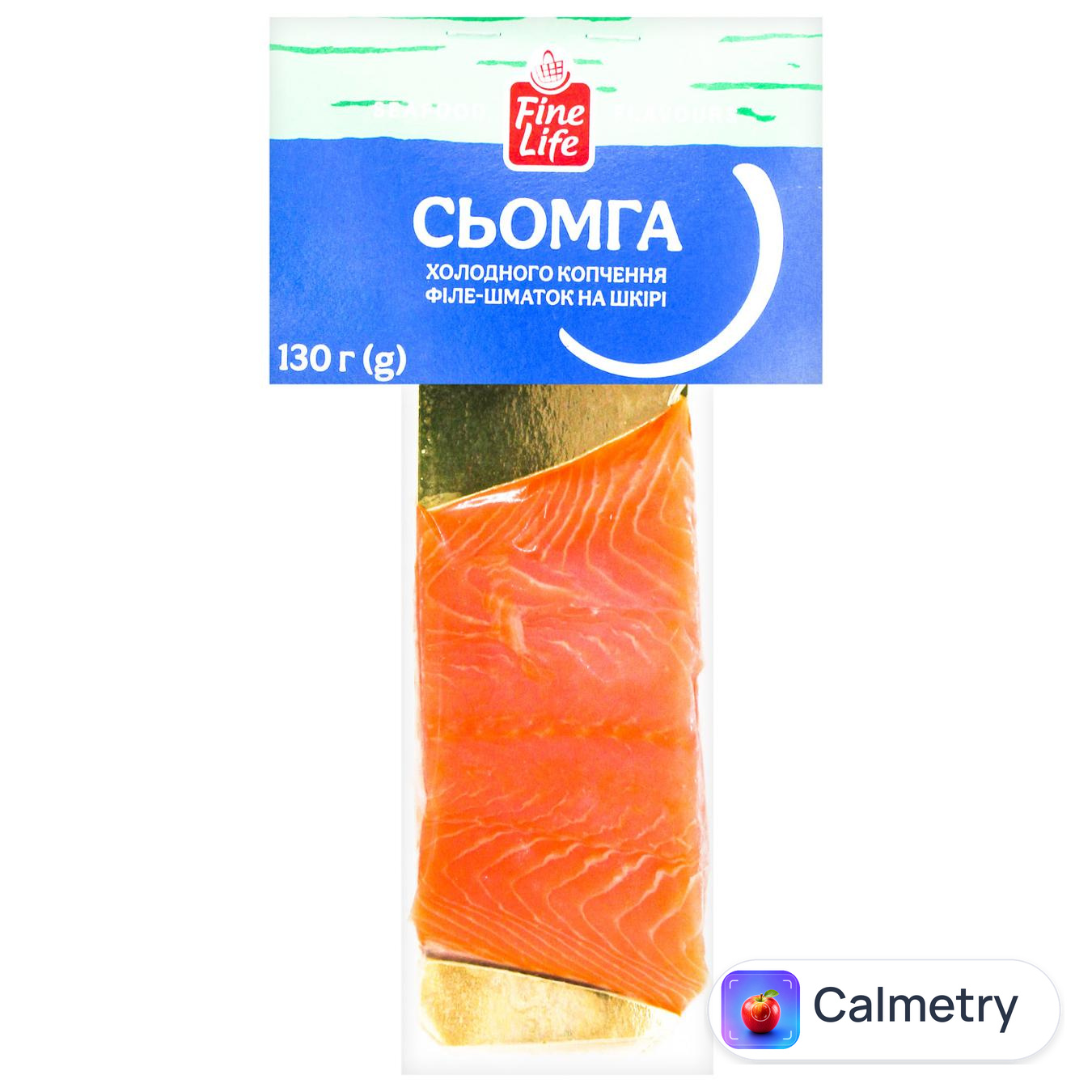Сьомга Fine Life філе-шматок на шкірі холодного копчення 130г — фото продукту