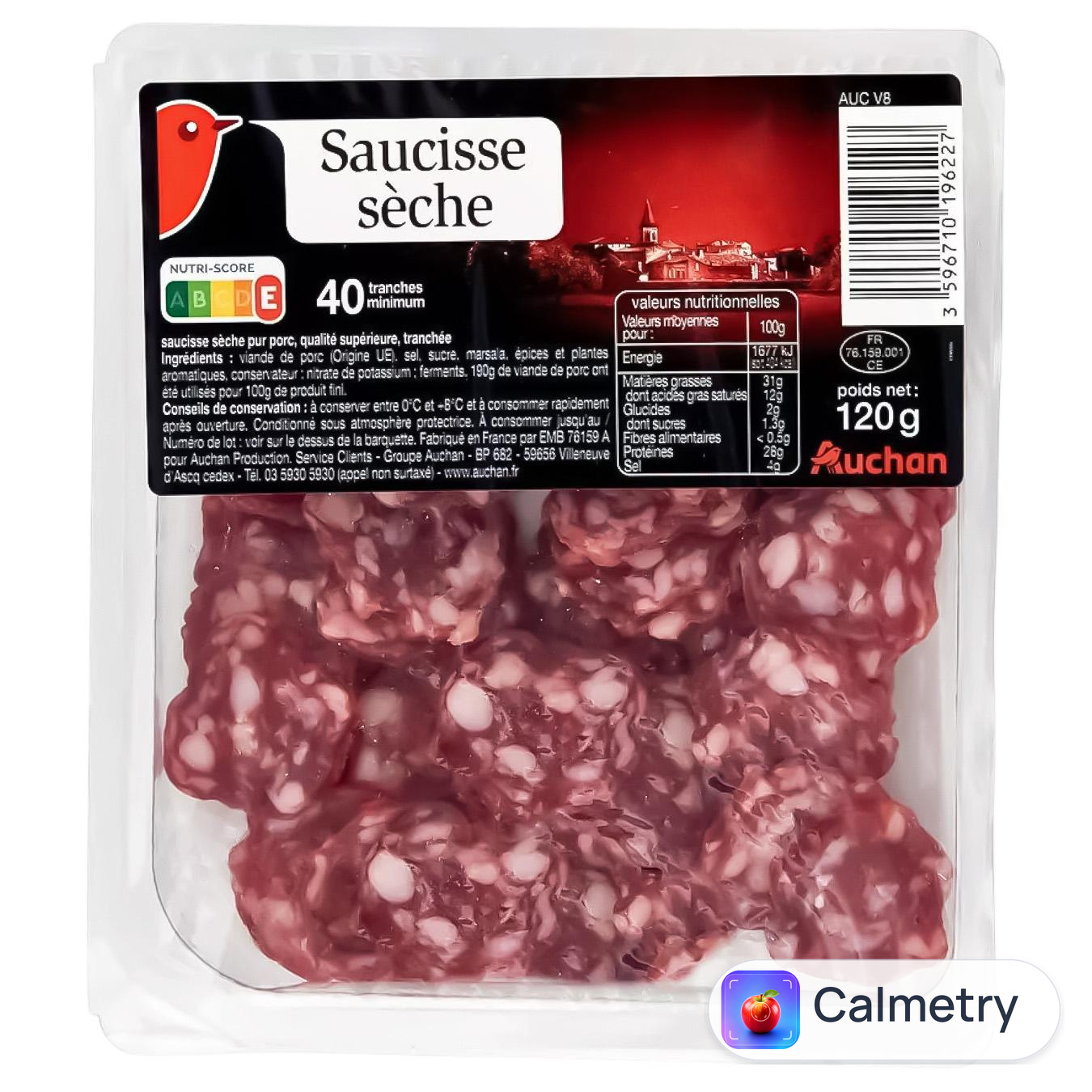 Ковбаса Auchan суха нарізка 120г