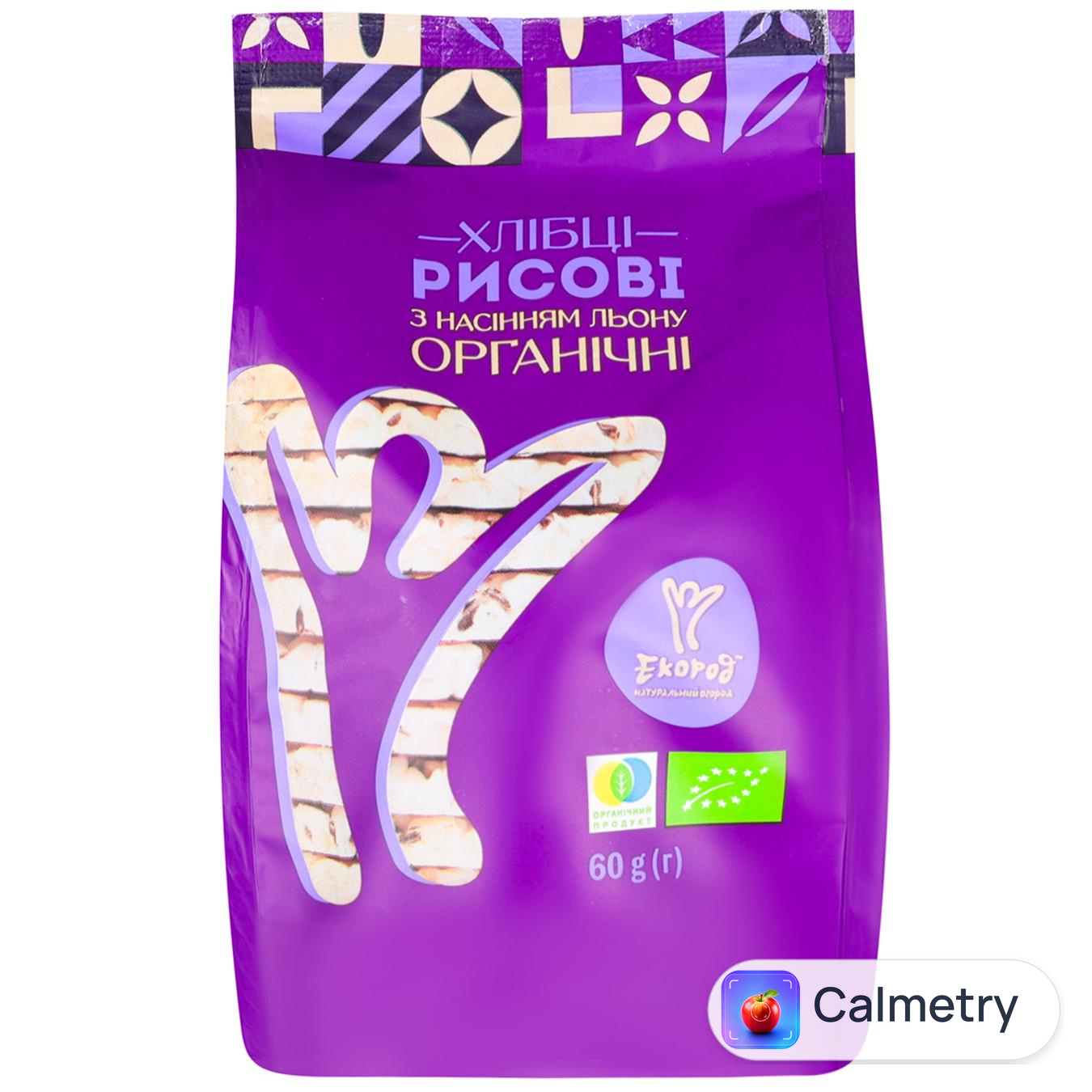 Хлібці Екород рисові з насінням льону органічні 60г — фото продукту