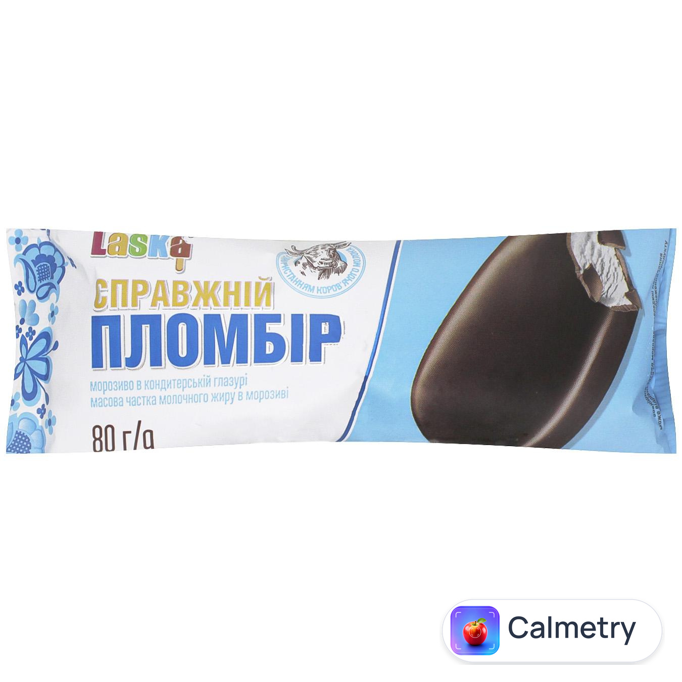 Морозиво Laska Справжній пломбір ескімо 80г