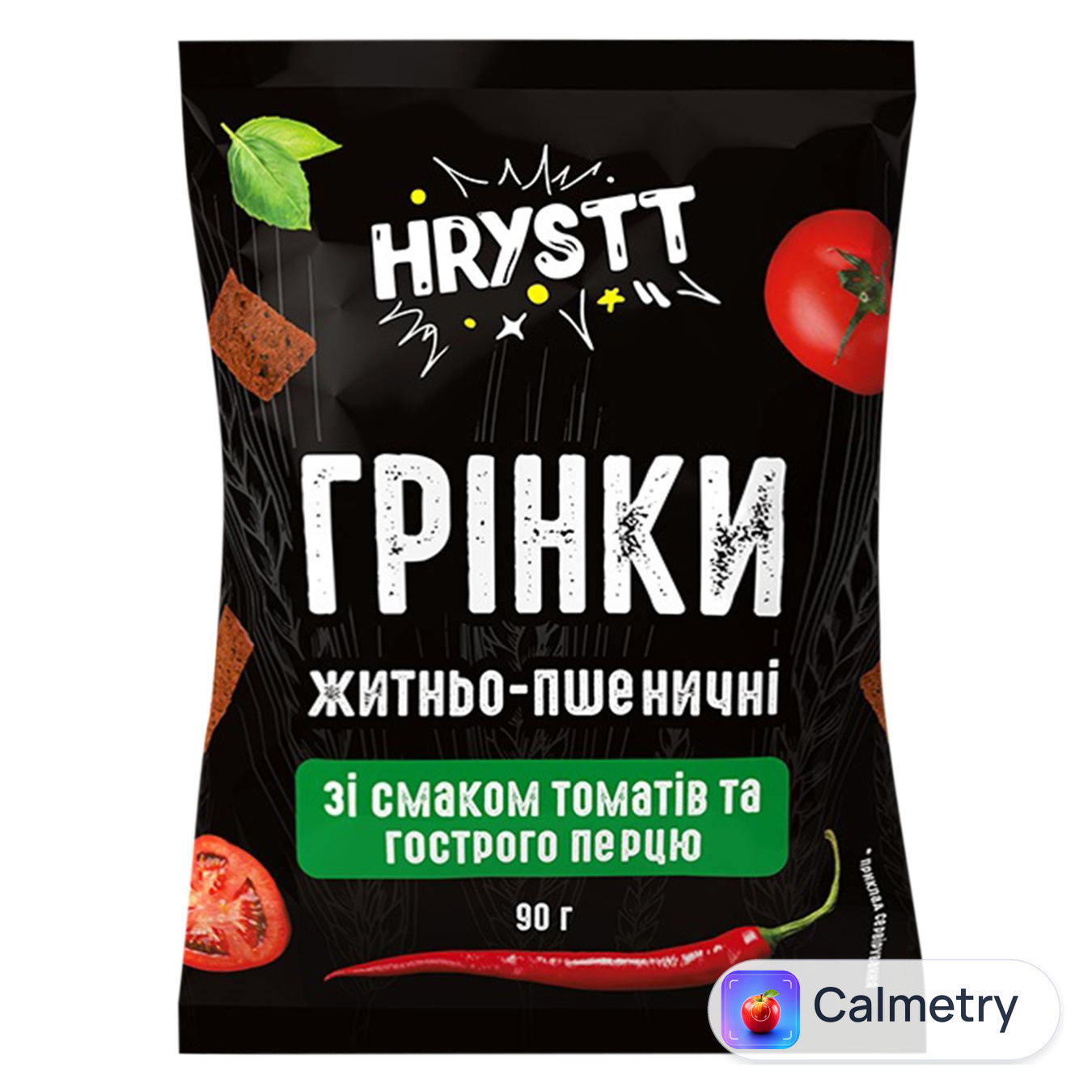 Грінки Hrystt житньо-пшеничні зі смаком томатів та гострого перцю 90г