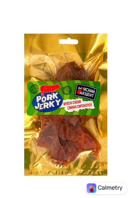 М'ясні снеки свинні М'ясний Акцент сирокопчені PORK JERKY 0,050 г Без бренда