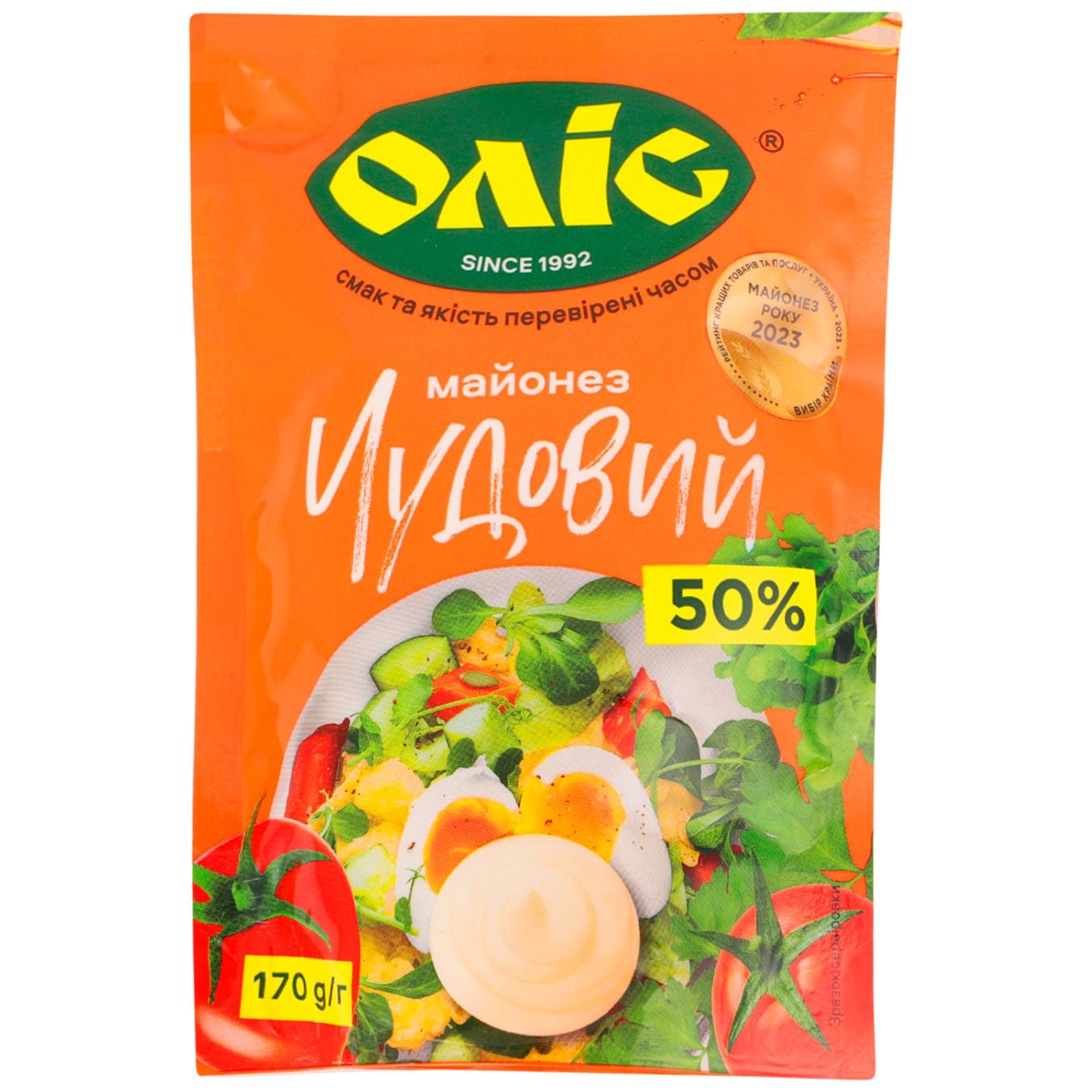 Майонез Оліс Чудовий 50% 170г — фото продукту