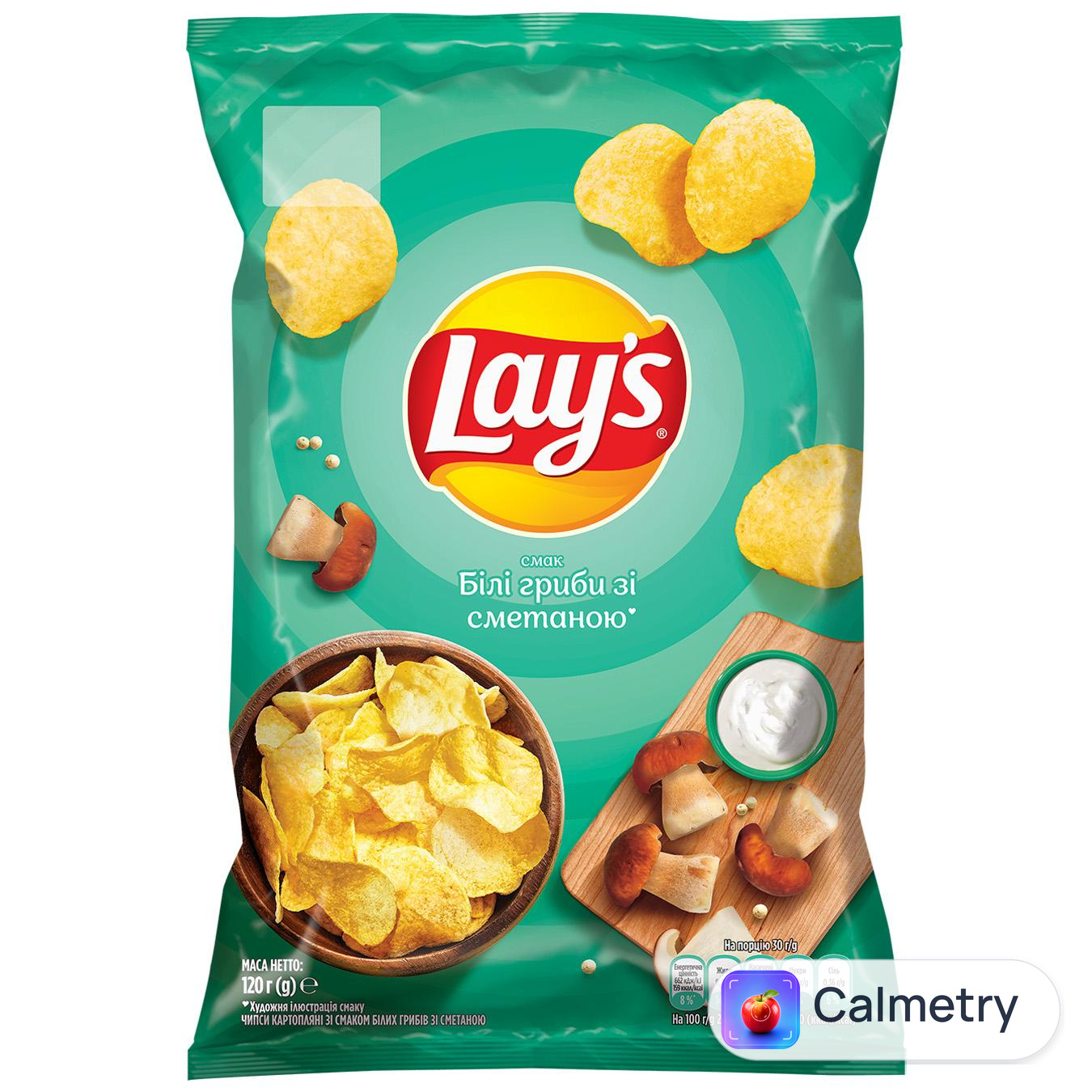 Чипси Lay's зі смаком білих грибів зі сметаною 120г — фото продукту