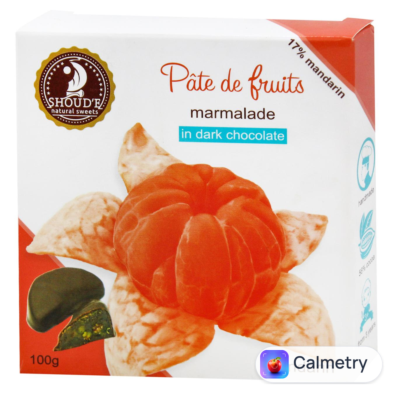 Мармелад Shoud`e Pate de Fruits Мандарин в чорному шоколаді 100г — фото продукту