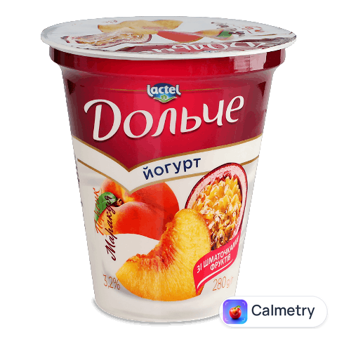Йогурт «Дольче» з наповнювачем персик-маракуя 3,2%, 280г