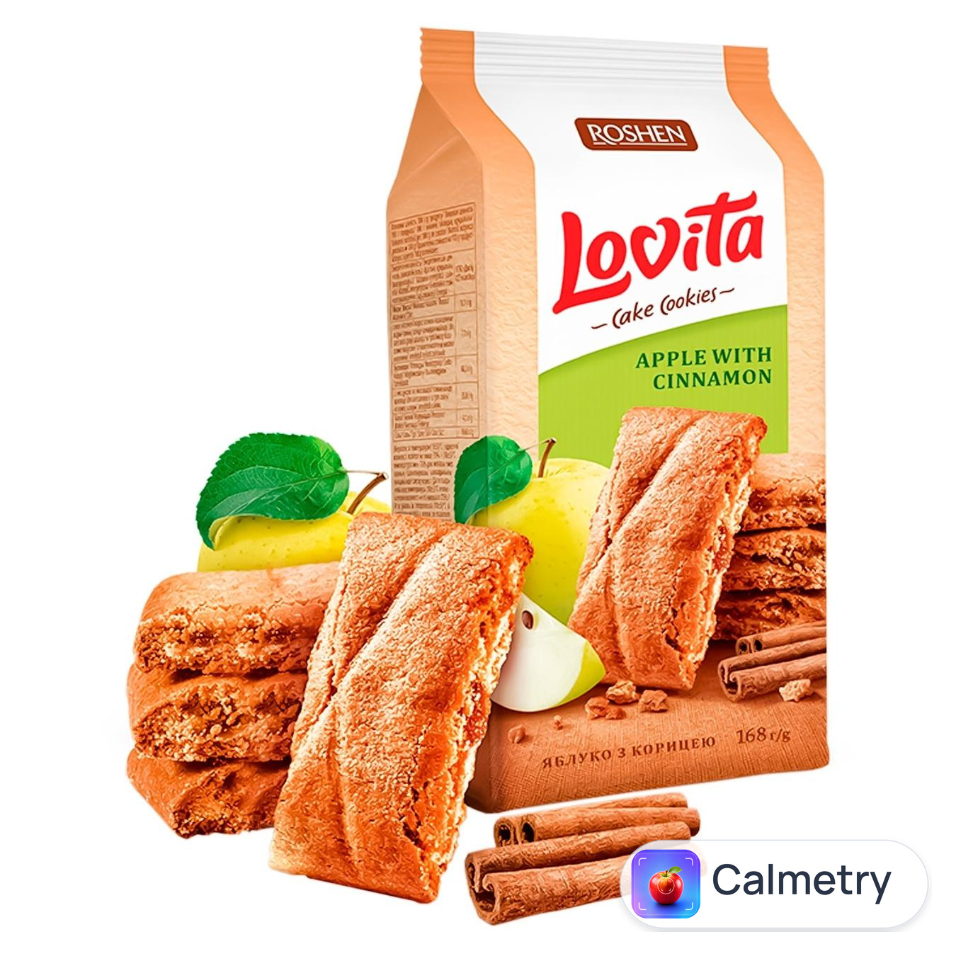 Печиво Roshen Lovita Cake Cookies здобне яблуко-кориця 168г