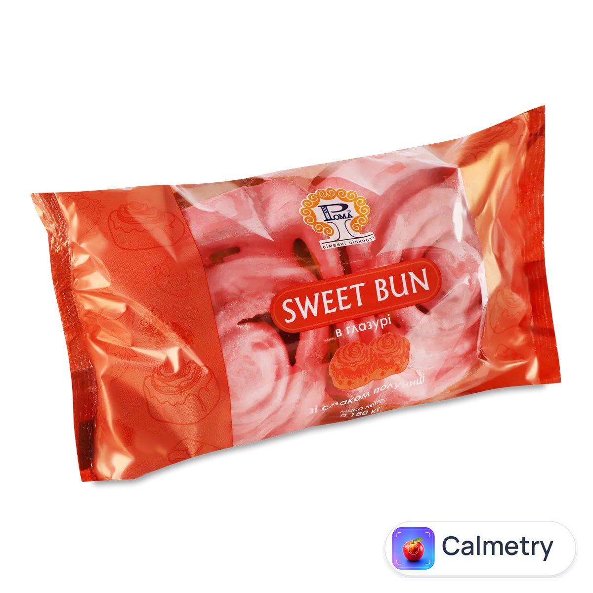 Булочка Рома Sweet Bun зі смаком полуниці в глазурі 0,18кг