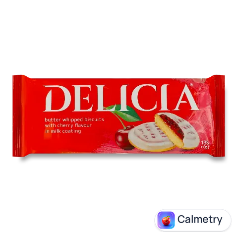Печиво Delicia зі смаком вишні у молочній глазурі флекс
