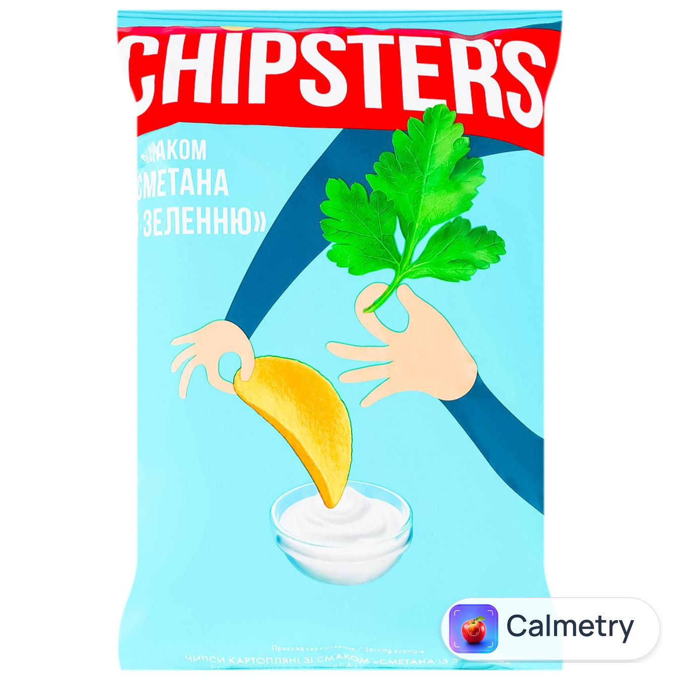 Чипси Chipster's зі смаком сметани із зеленню 100г — фото продукту