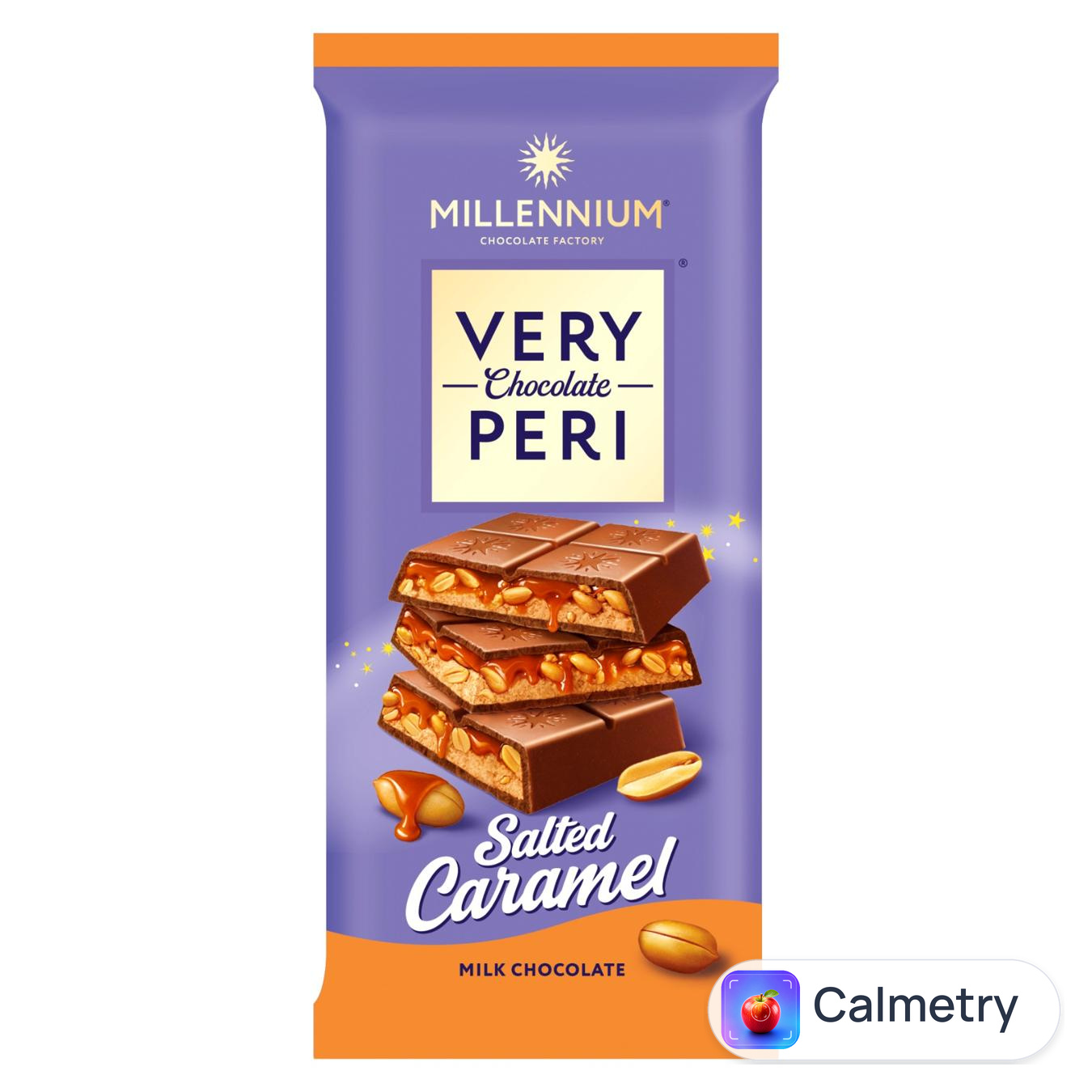 Шоколад молочний Millennium Very Peri з подрібненим арахісом та солоною карамеллю 105г