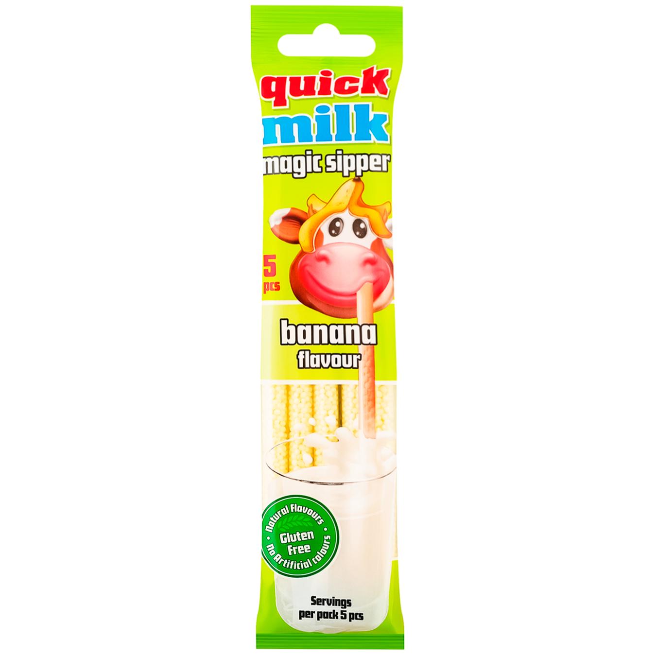 Трубочки Quick Milk для молока зі смаком банану 30г 5шт — фото продукту