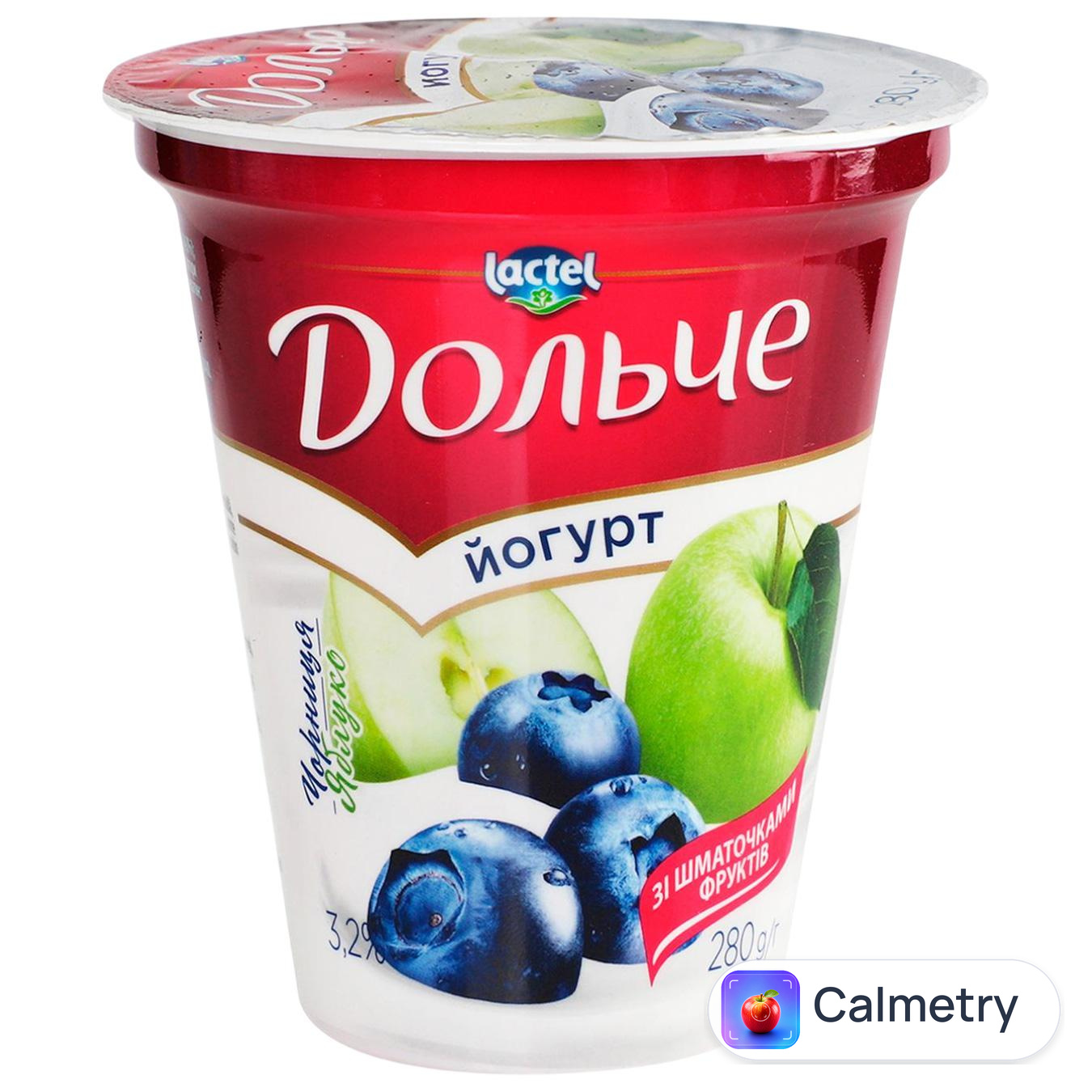 Йогурт Дольче Чорниця-Яблуко 3,2% 280г — фото продукту
