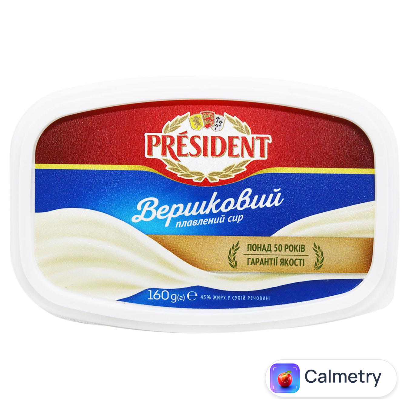 Сир плавлений President Вершковий 45% 160г — фото продукту
